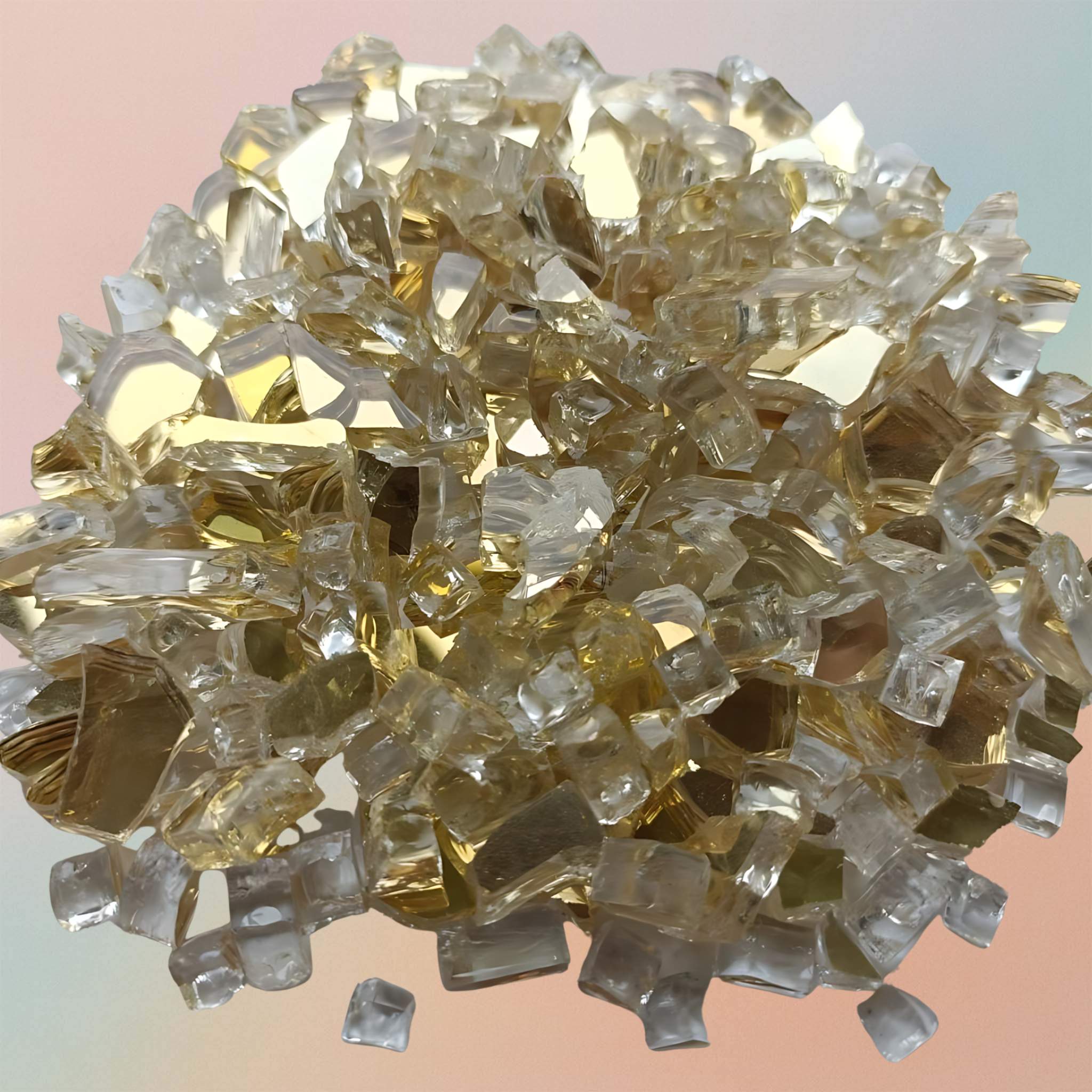 Reflective Fire Pit Glass For Resin Epoxy Geode Art Metallic, Shiny, Bright, For DIY Art And Craft Projects - Gold