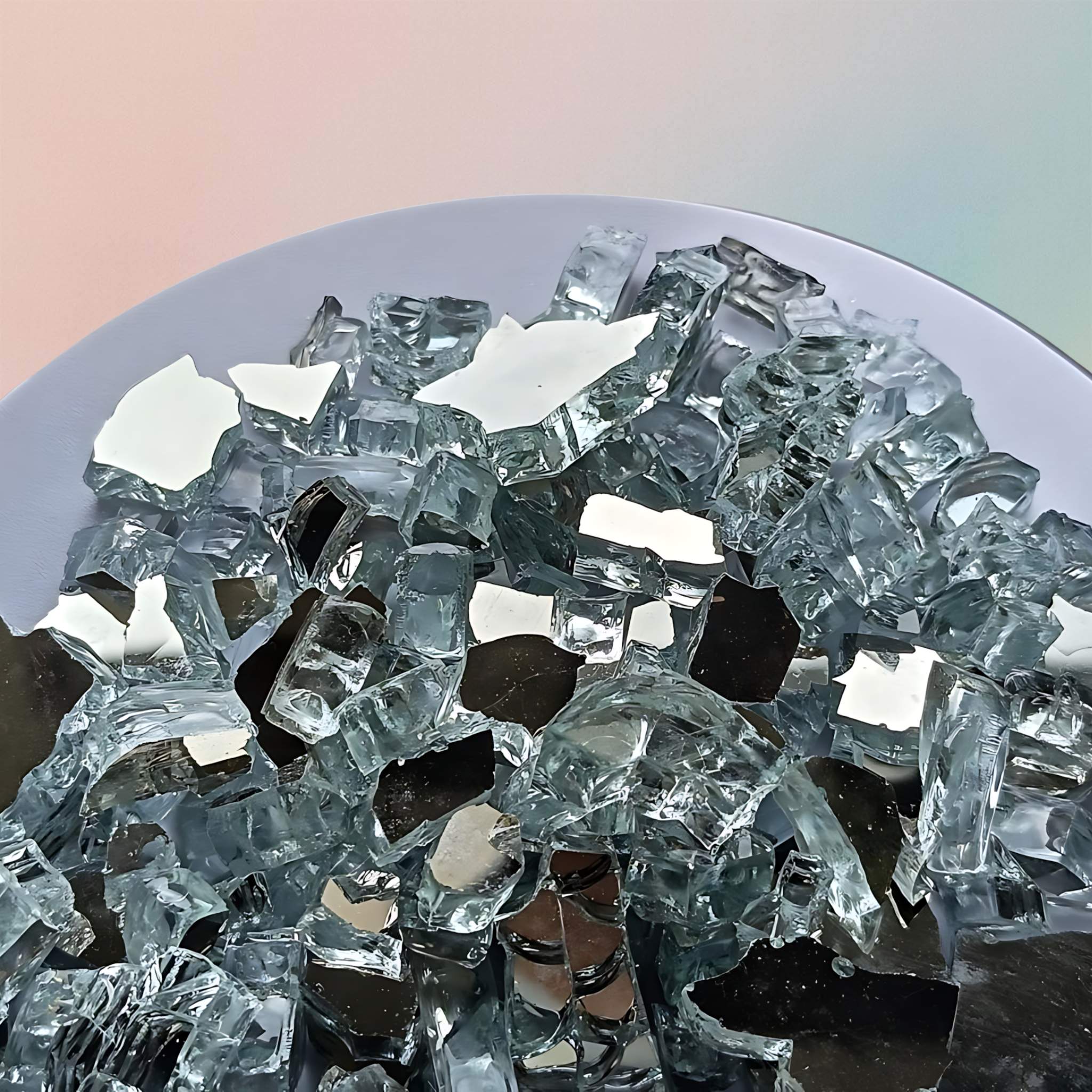 Reflective Fire Pit Glass For Resin Epoxy Geode Art Metallic, Shiny, Bright, For DIY Art And Craft Projects - Crystal