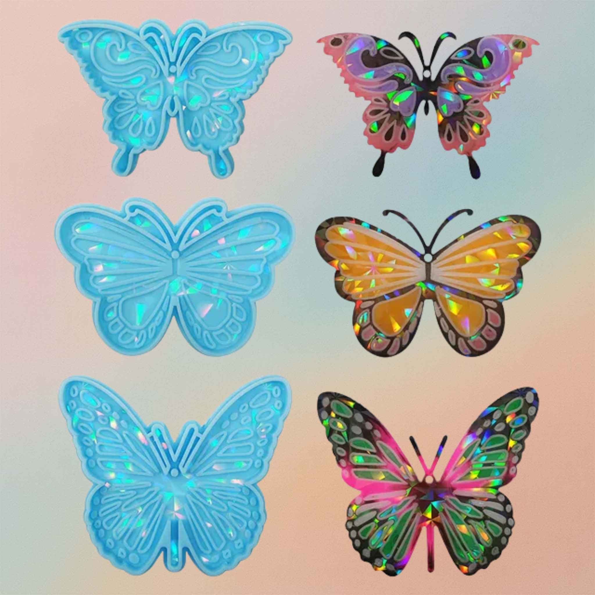 Resin Keychain Molds  3D Shiny Butterfly Design