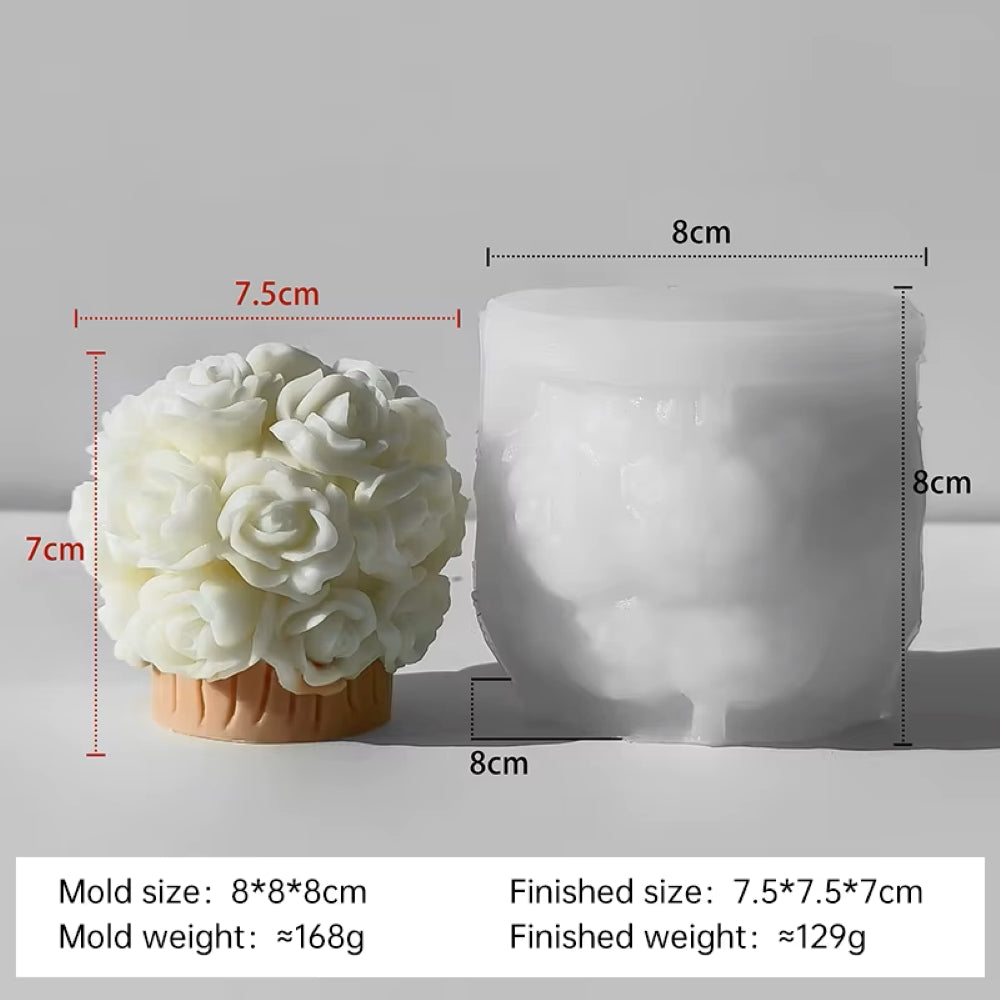 Rose Flower Basket For Candle, Resin, Gypsum & Art Crafts Making Silicone Mold