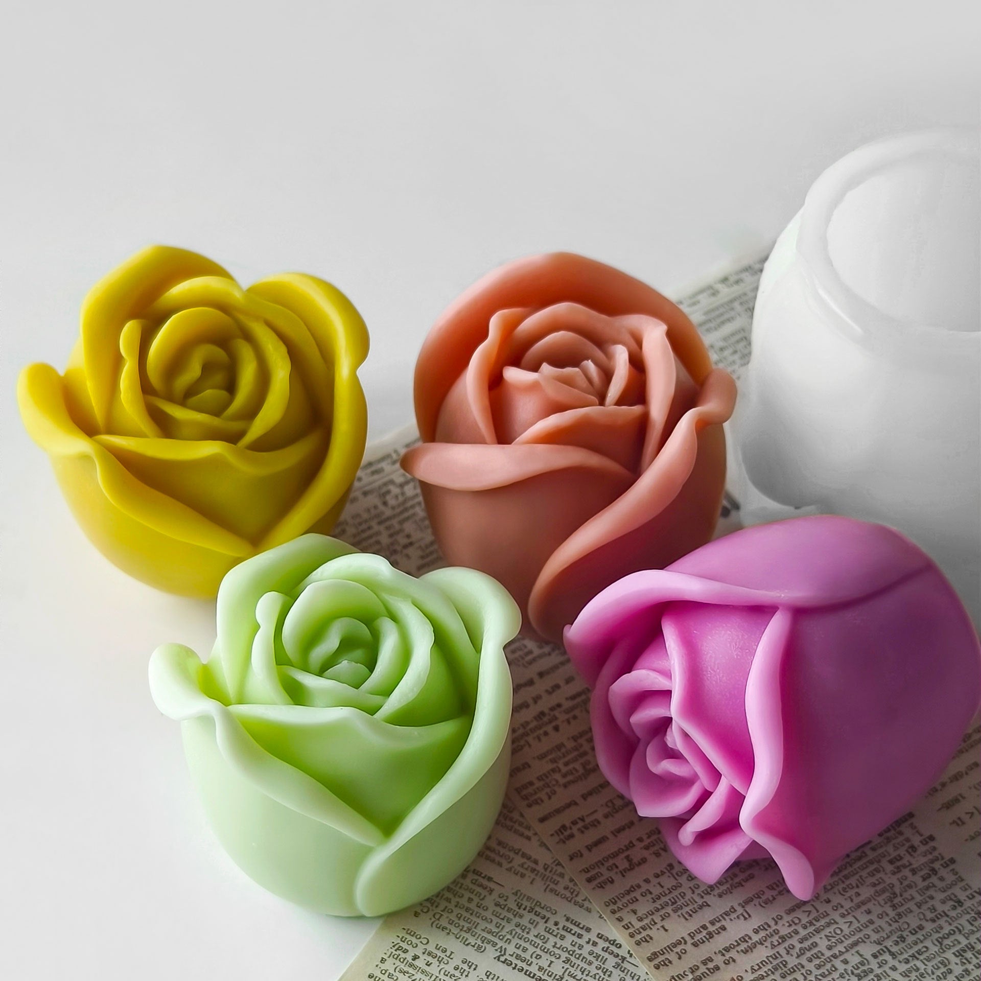 Small Rose Bud Flower Shape Silicone Mold for Candle Making Flower Mould Soap Resin Art and Craft Chocolate Molds Cake DIY Mold