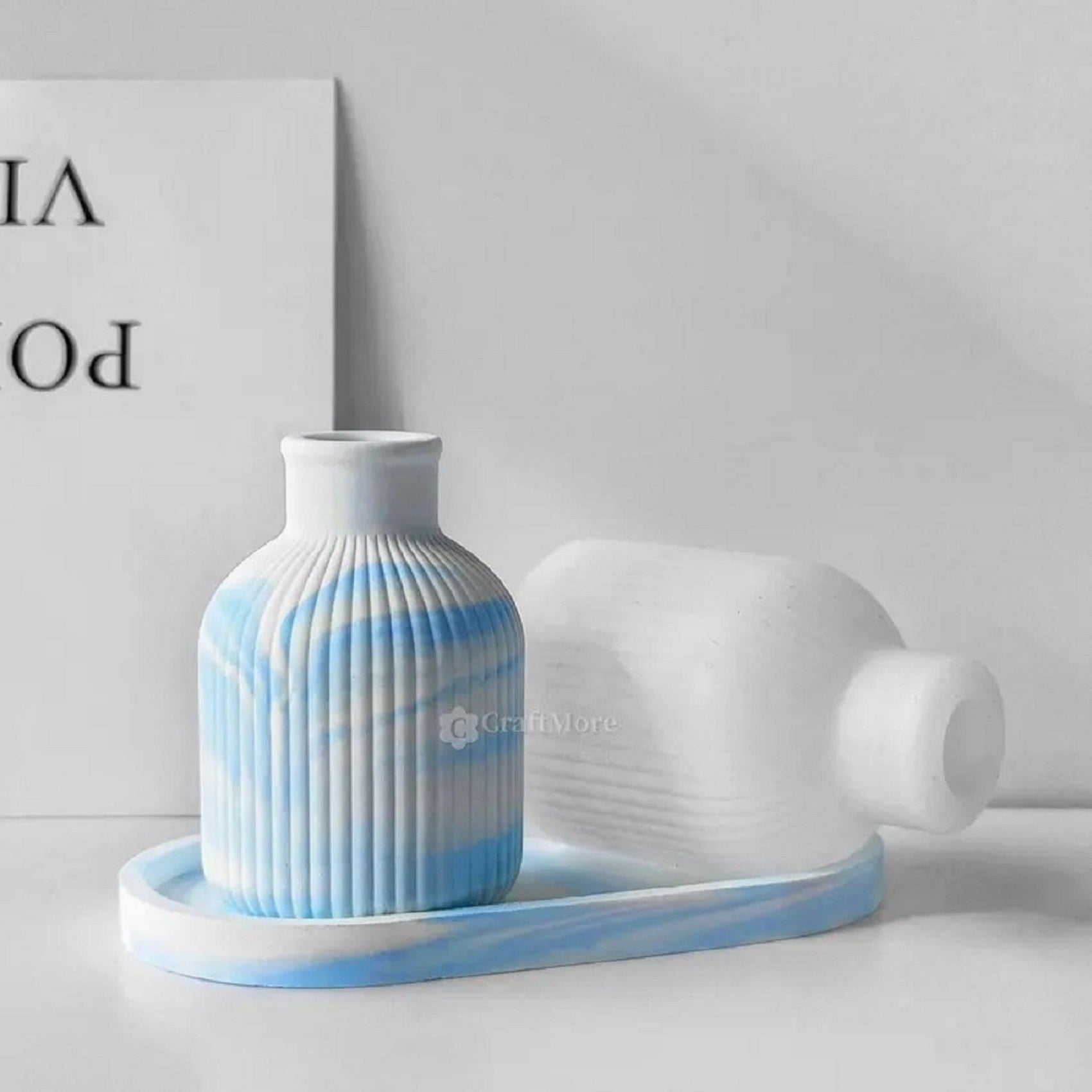 Striped Vase Concrete Mold Jesmonite & Resin Flower Vase Ornaments Mold