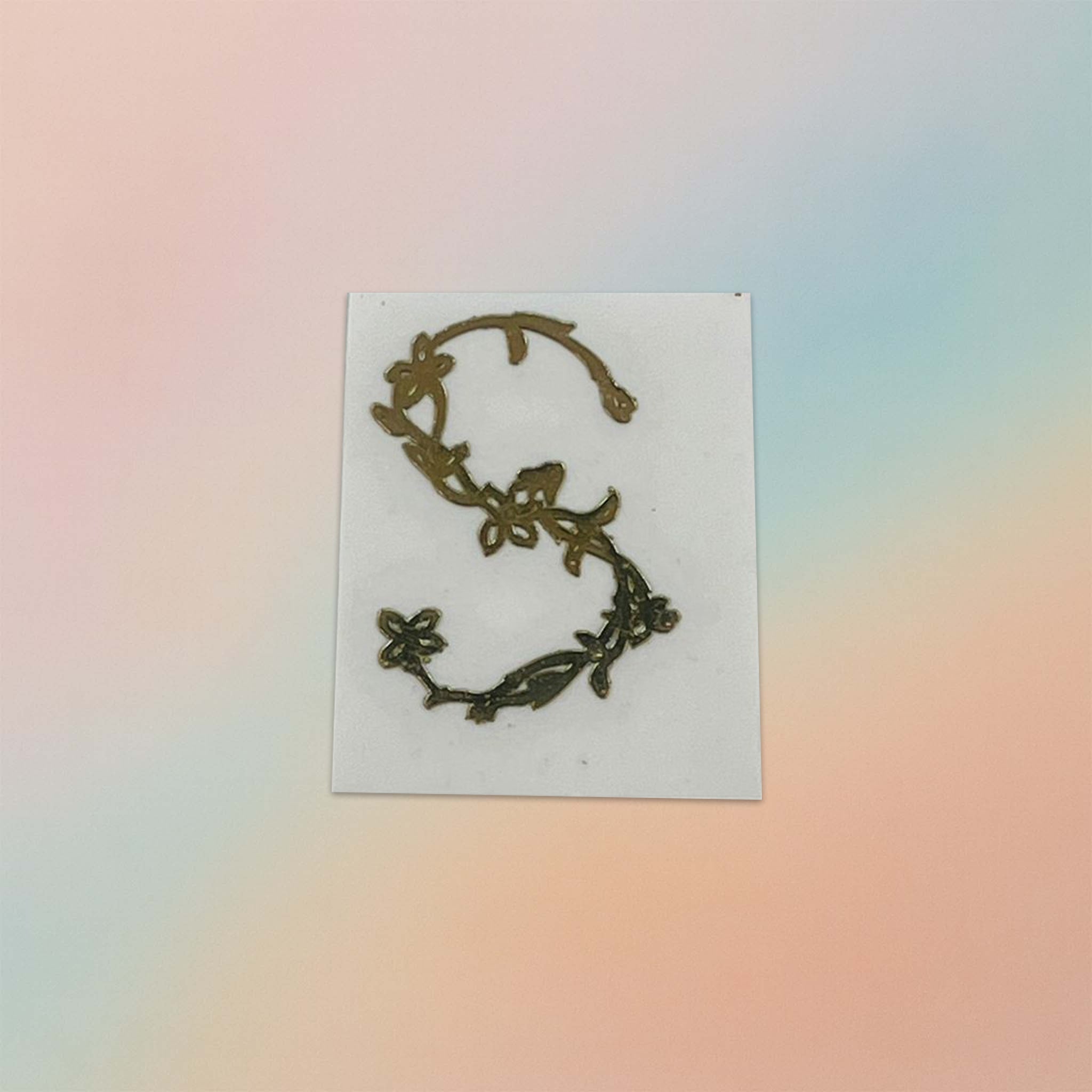 Alphabet Floral Stem Metal Sticker