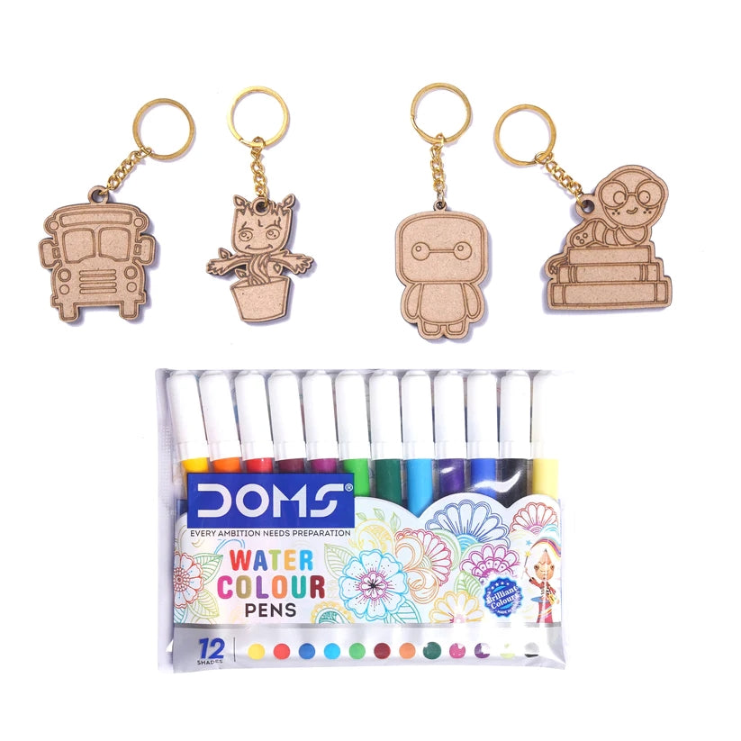 Pourezy School Bus, Baby Groot, Baymax & Owl Wooden Keychains Set