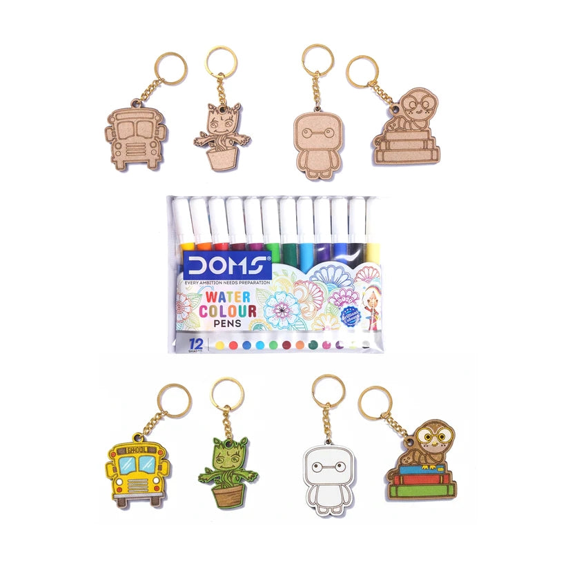 Pourezy School Bus, Baby Groot, Baymax & Owl Wooden Keychains Set