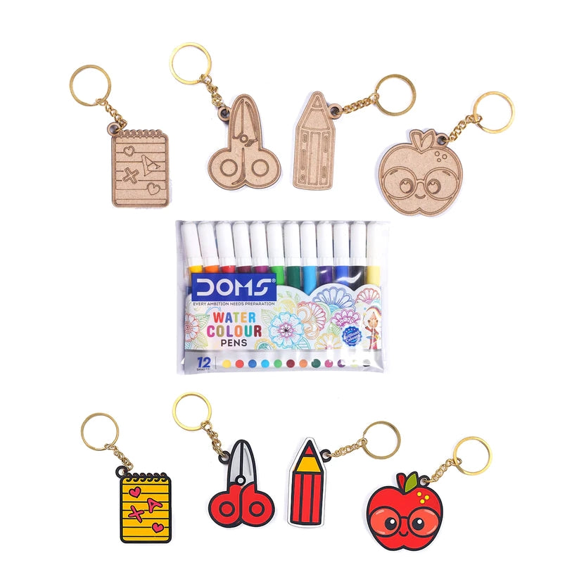 Pourezy School Theme Wooden Keychains Set