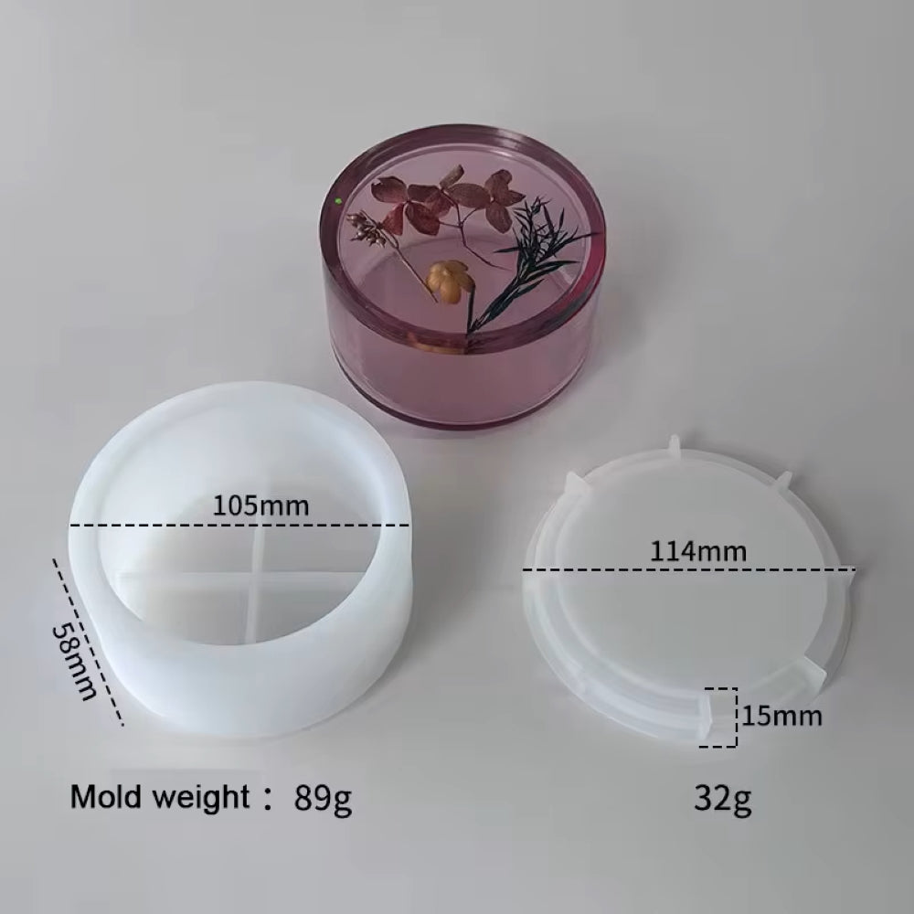 Short Round Box Flower Pot Silicone Molds For Concrete Candle Jars With Lid