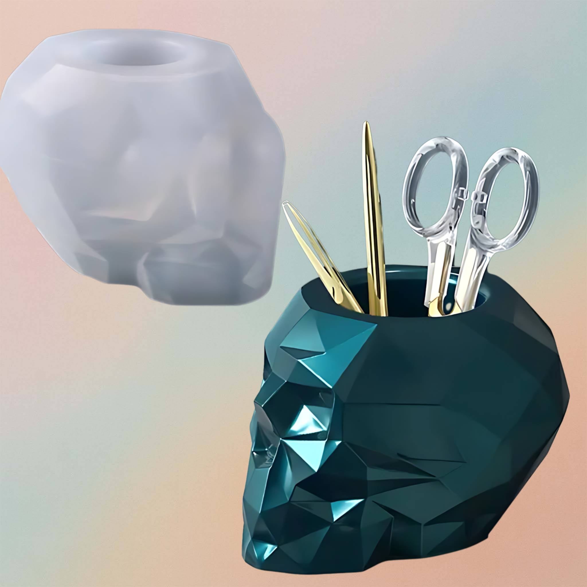 Skeleton Ashtray Trinket Jewelry Jar Concrete Pen Holder Storage Box