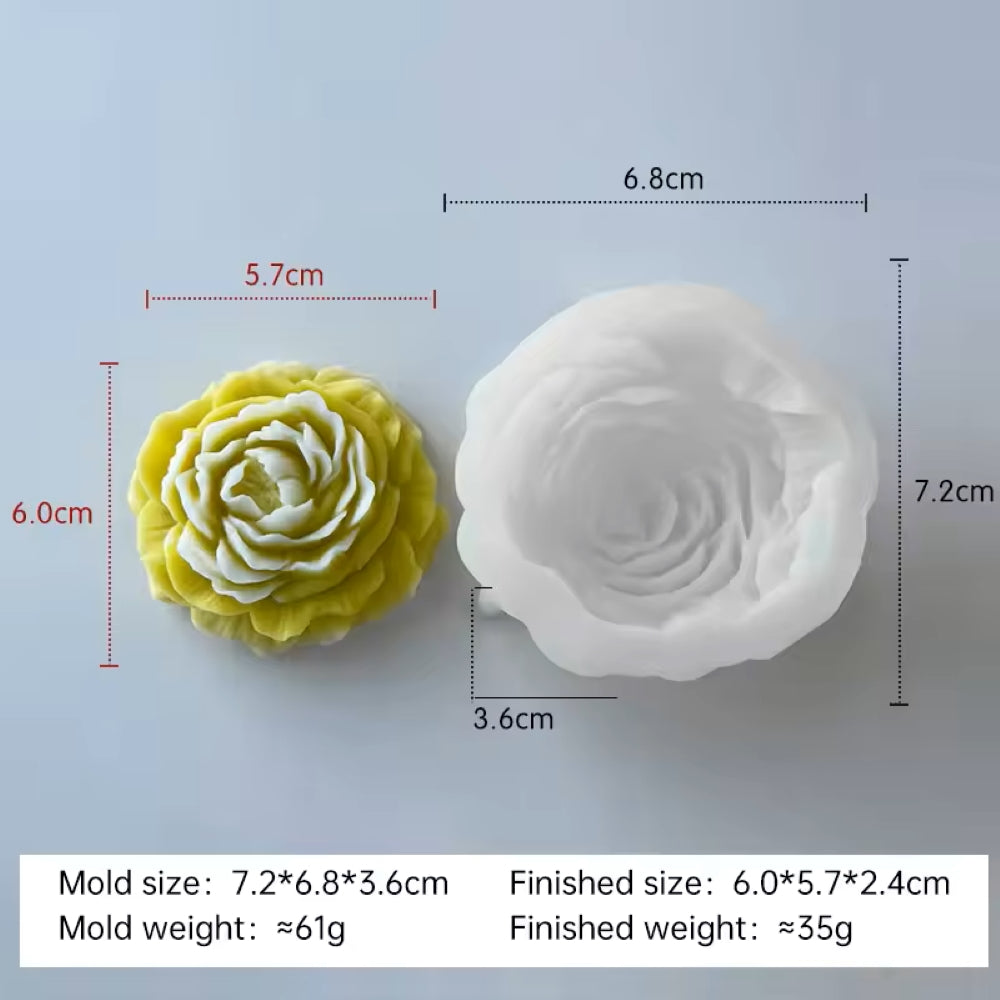 Small Peony Flower For Candle, Resin, Gypsum & Art Crafts Making Silicone Mold