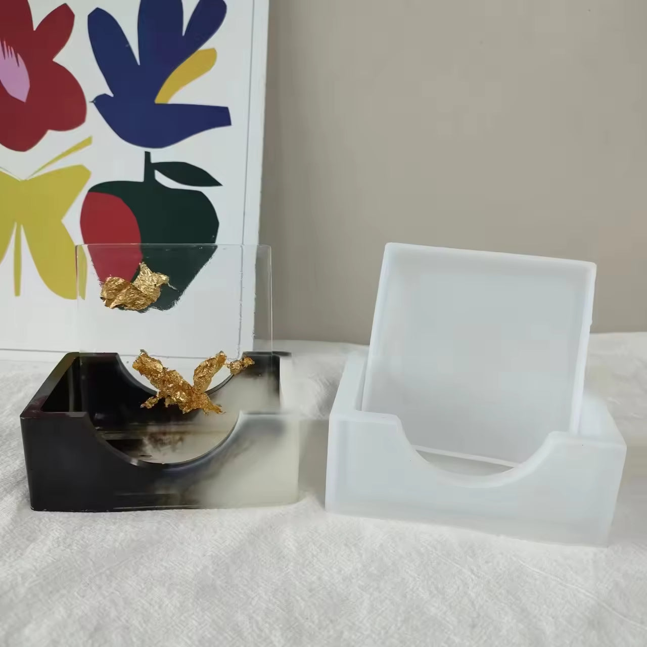 Square Resin Coaster For Storage Box Mold Set 3.5 Inches