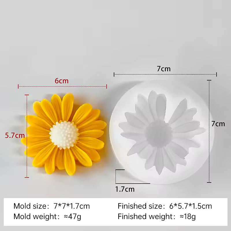 Sunflower Epoxy Ornament Silicone Mold Daisy Flower Aroma Diffuser Stone Handmade Soap Gypsum Decorative Mold