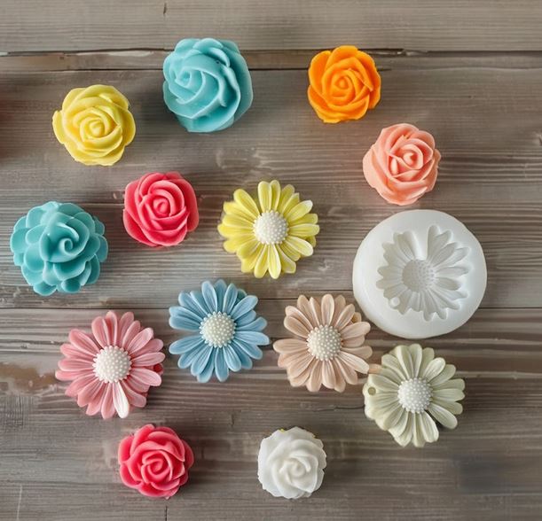 قالب سيليكون لزهرة عباد الشمس وزهرة الأقحوان والبابونج 