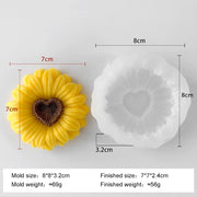 Sunflower With Heart Disk For Candle Resin Gypsum & Art Crafts Making Silicone Mold