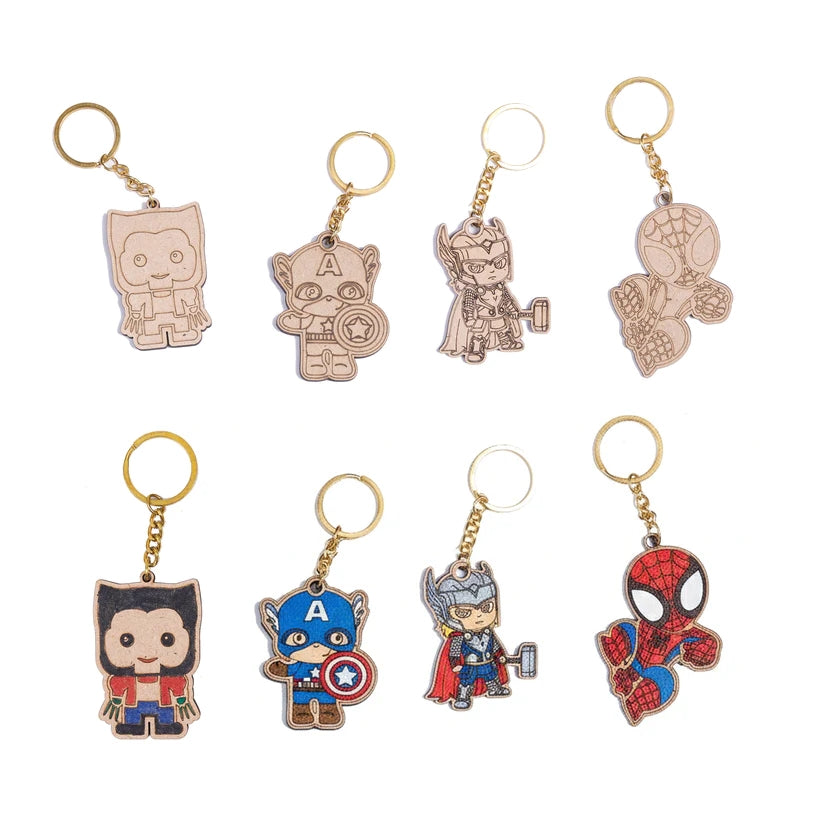 Pourezy Superhero Wooden Keychains Set