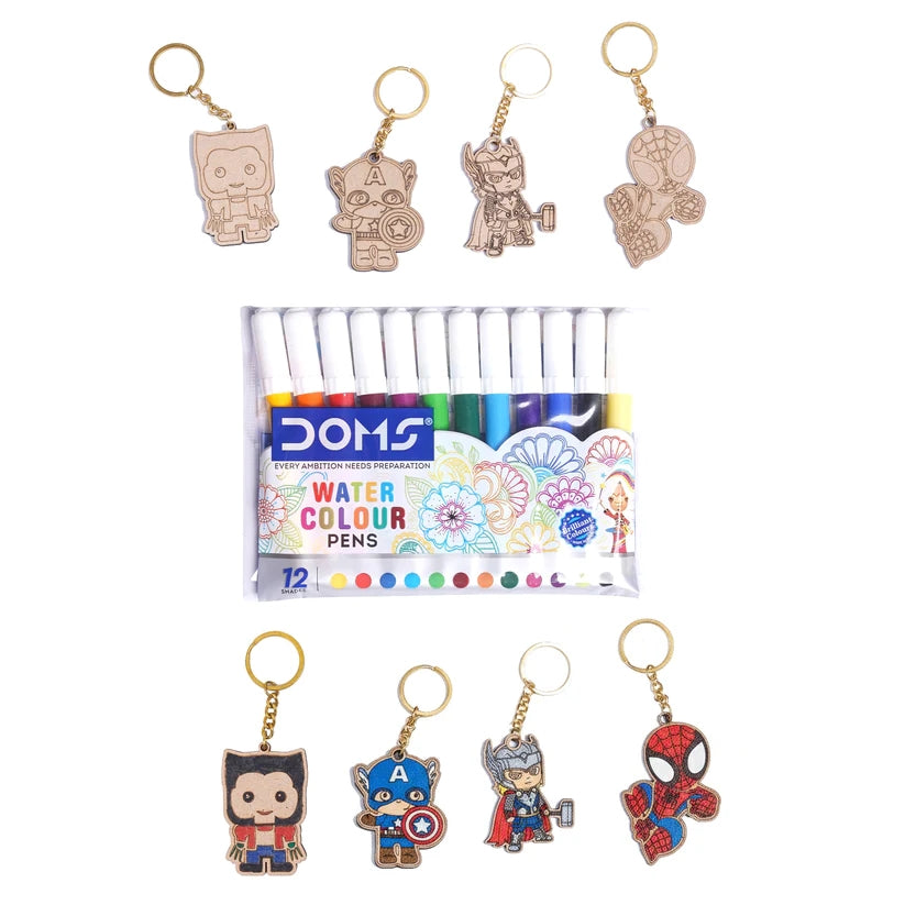 Pourezy Superhero Wooden Keychains Set