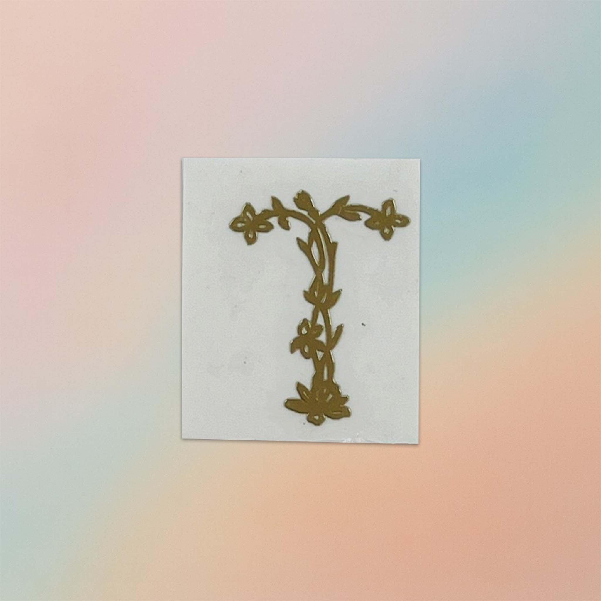 Alphabet Floral Stem Metal Sticker