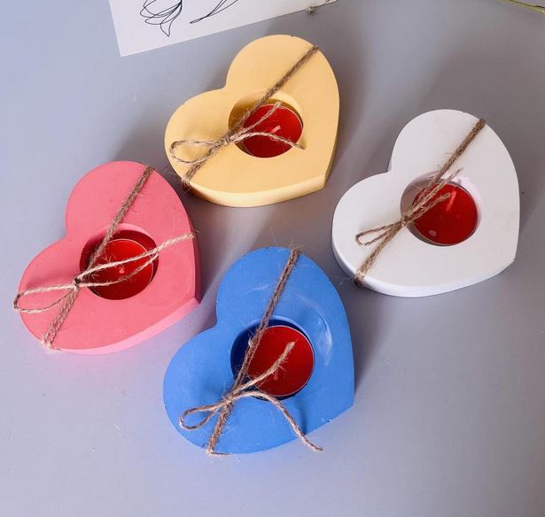 Tea Light Holder Heart Shape Silicone Mould