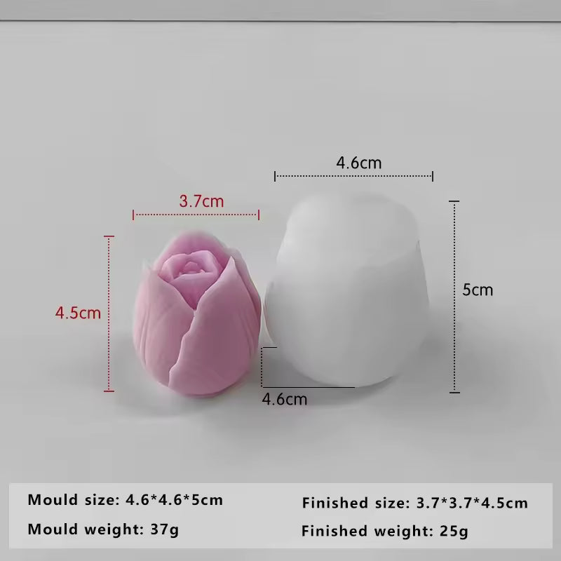 Tulip Bloom Mold Silicone Resin Casting Mold for Candle Wax Soap Clay Chocolate Cake Making Small