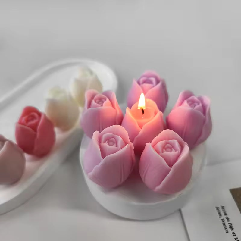 Tulip Bloom Mold Silicone Resin Casting Mold for Candle Wax Soap Clay Chocolate Cake Making Small