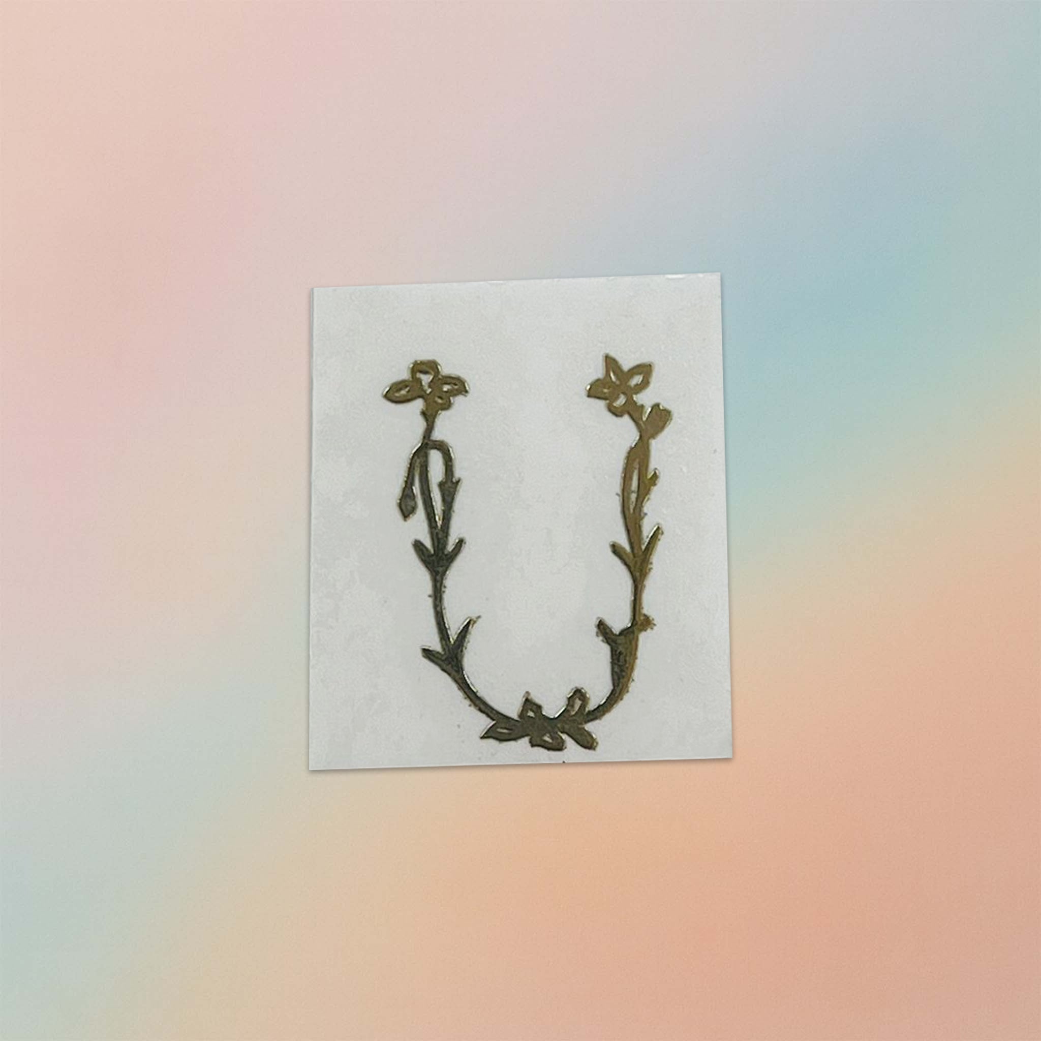 Alphabet Floral Stem Metal Sticker