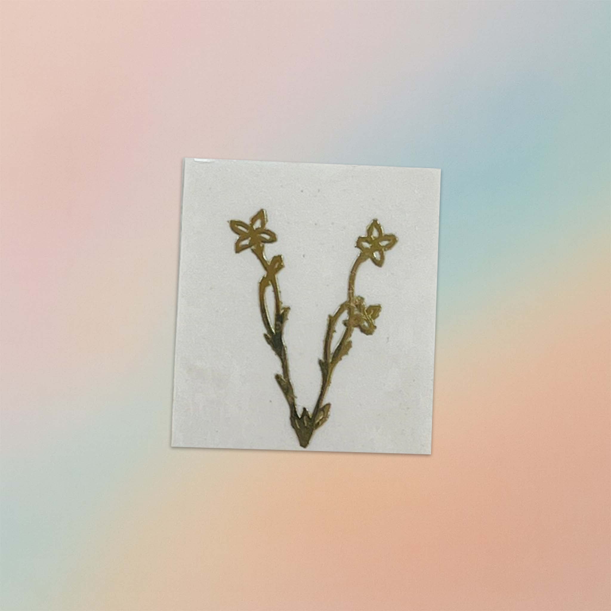 Alphabet Floral Stem Metal Sticker