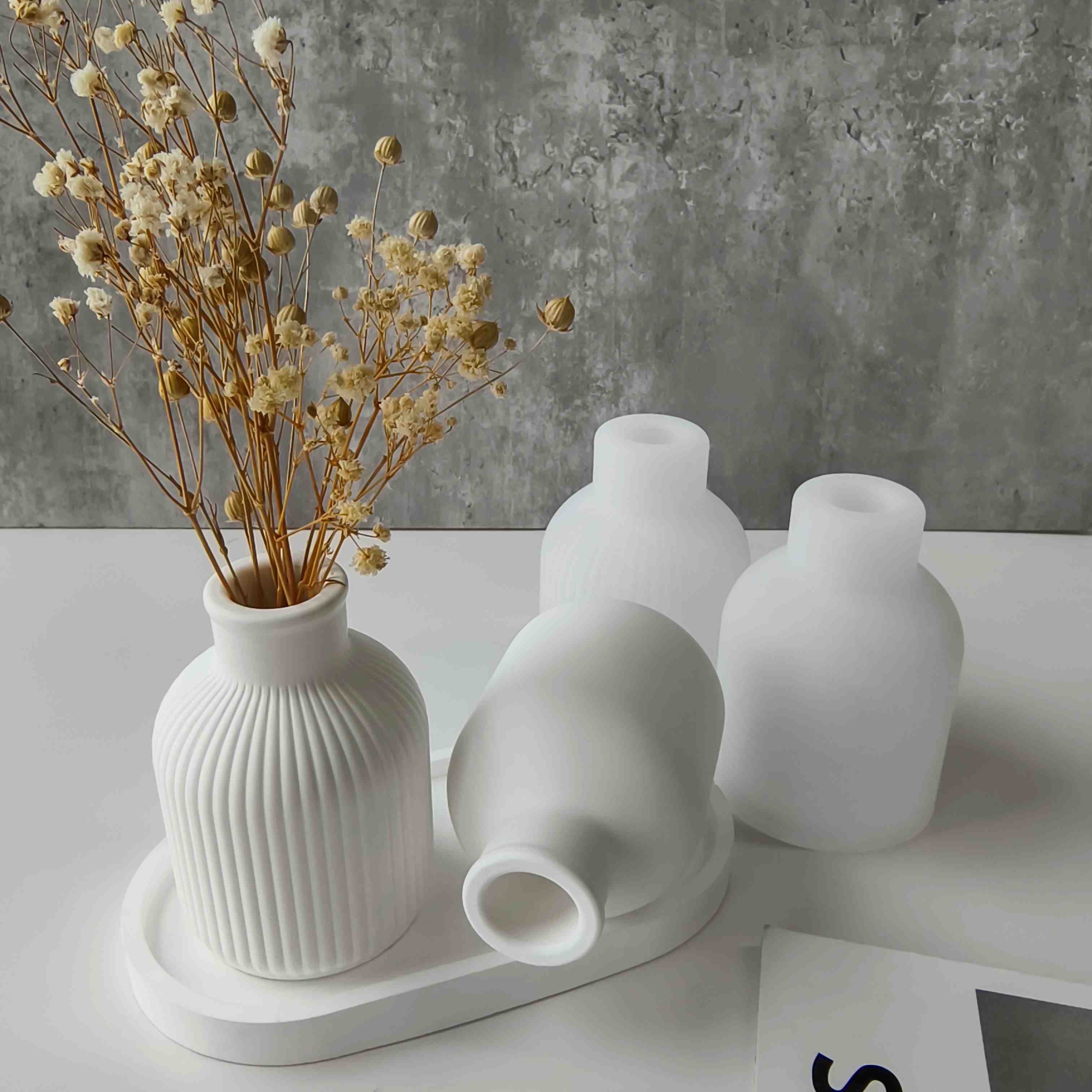 Vase Mould Style 1 Flower Pot Silicone Molds For Concrete Candle Jars