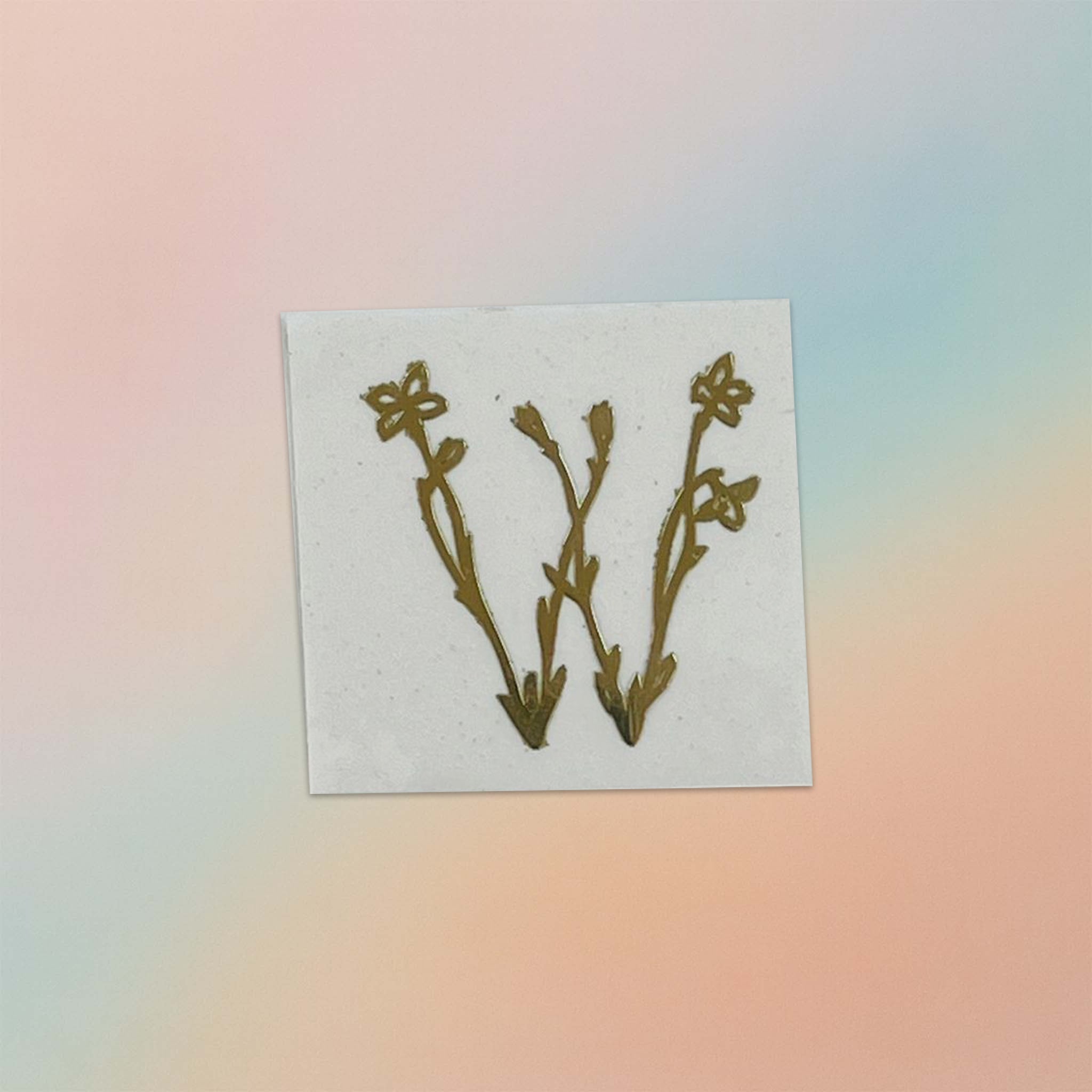 Alphabet Floral Stem Metal Sticker