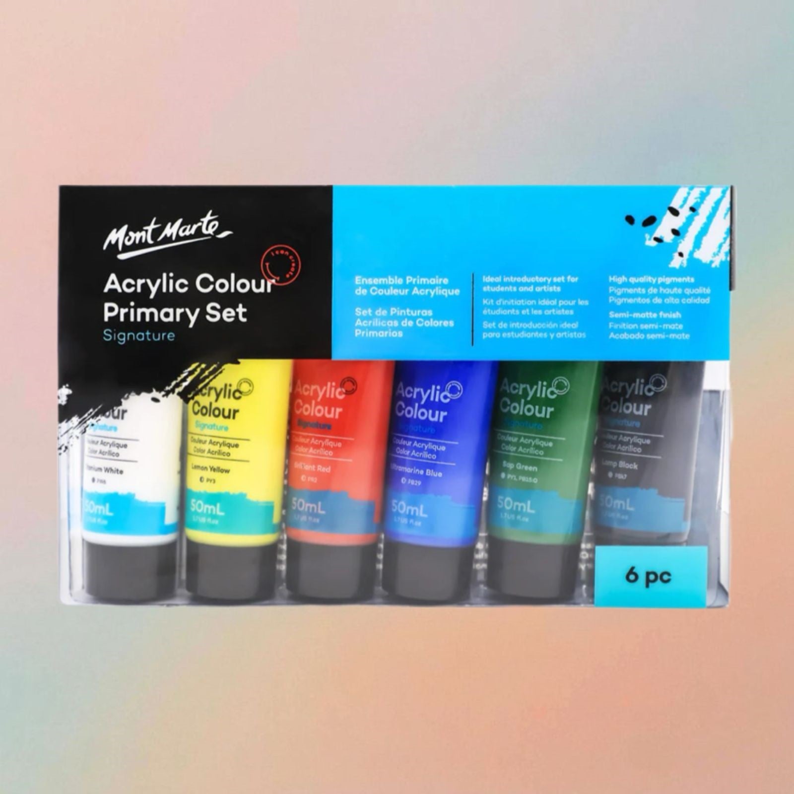 Mont Marte Acrylic Colour Primary Set Signature 6pc x 50ml