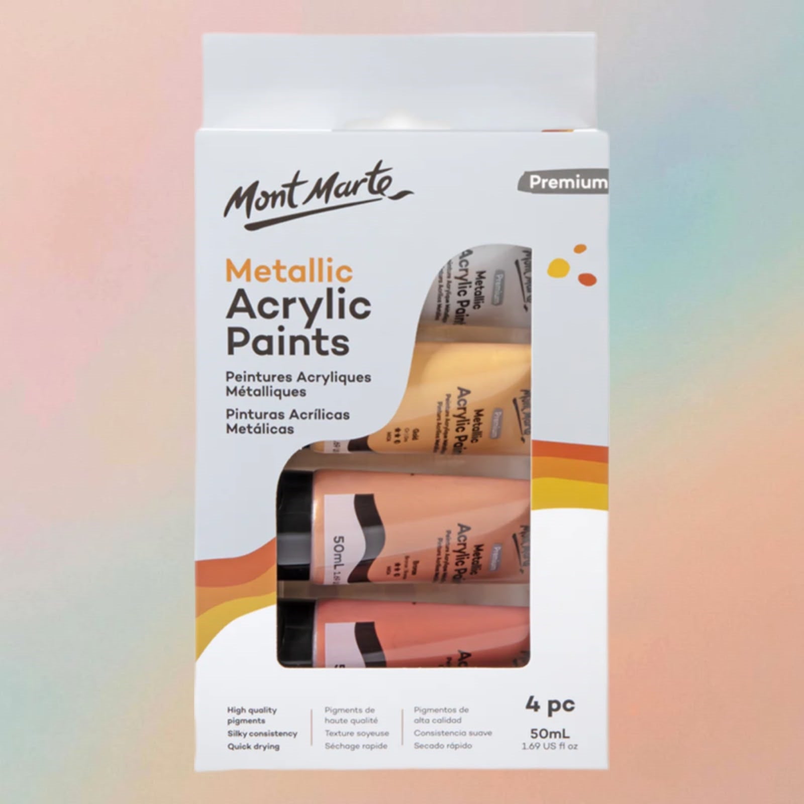Mont Marte Metallic Acrylic Paint Set 4pc x 50ml