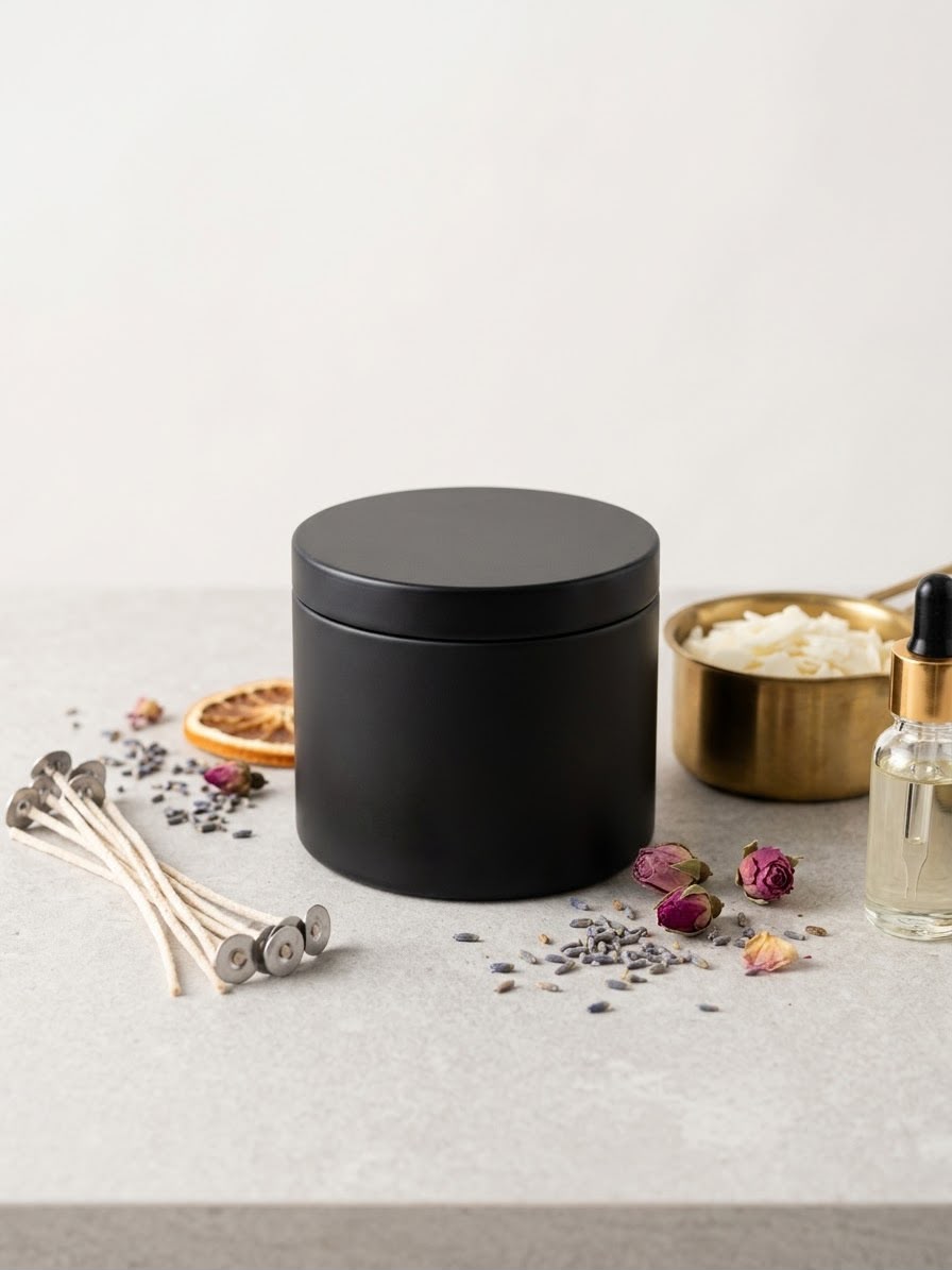 Black Metal Tin For Candle Making & DIY Crafts