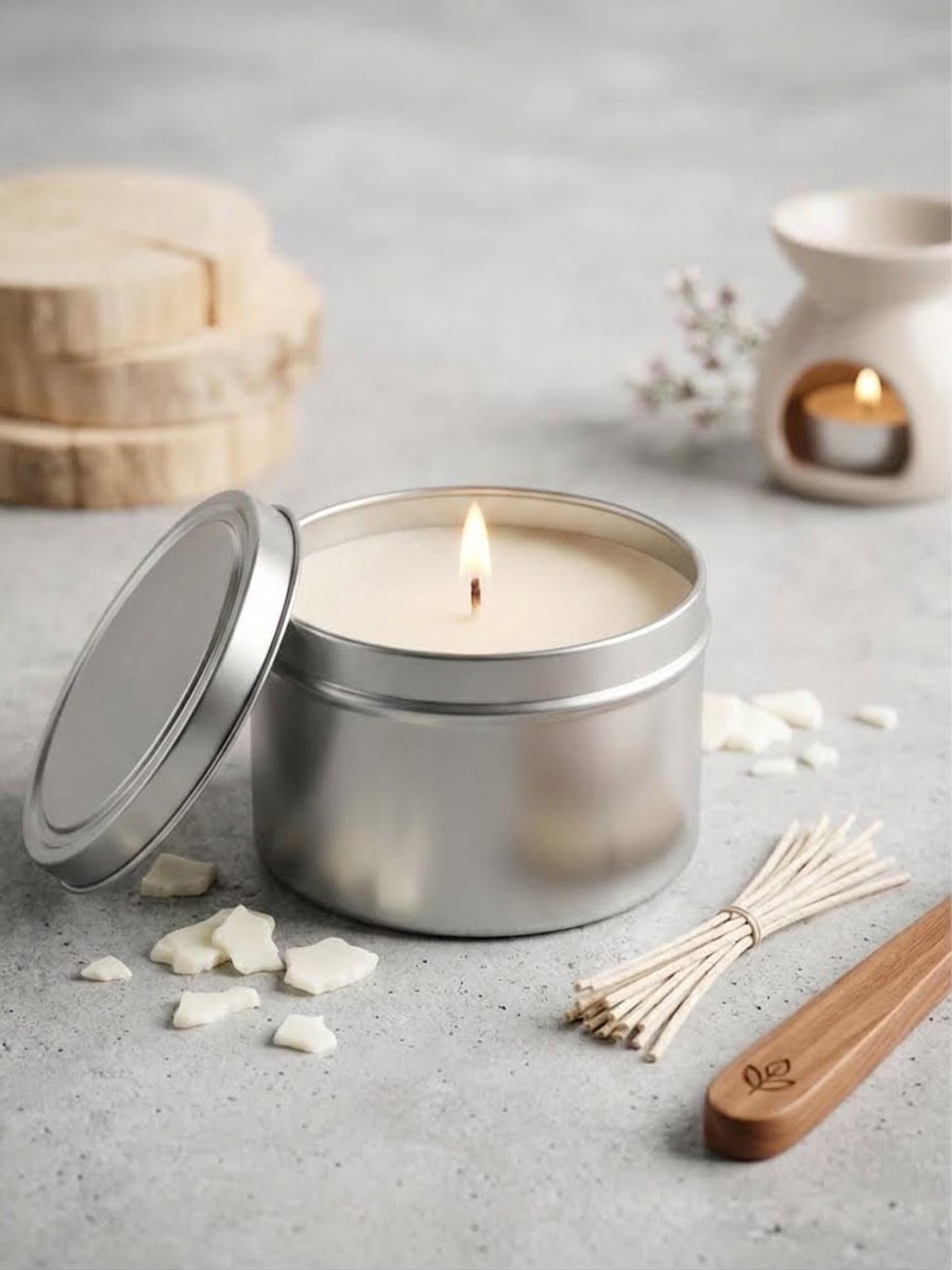 8oz Silver Metal Candle Tin For Candle Making & DIY Crafts