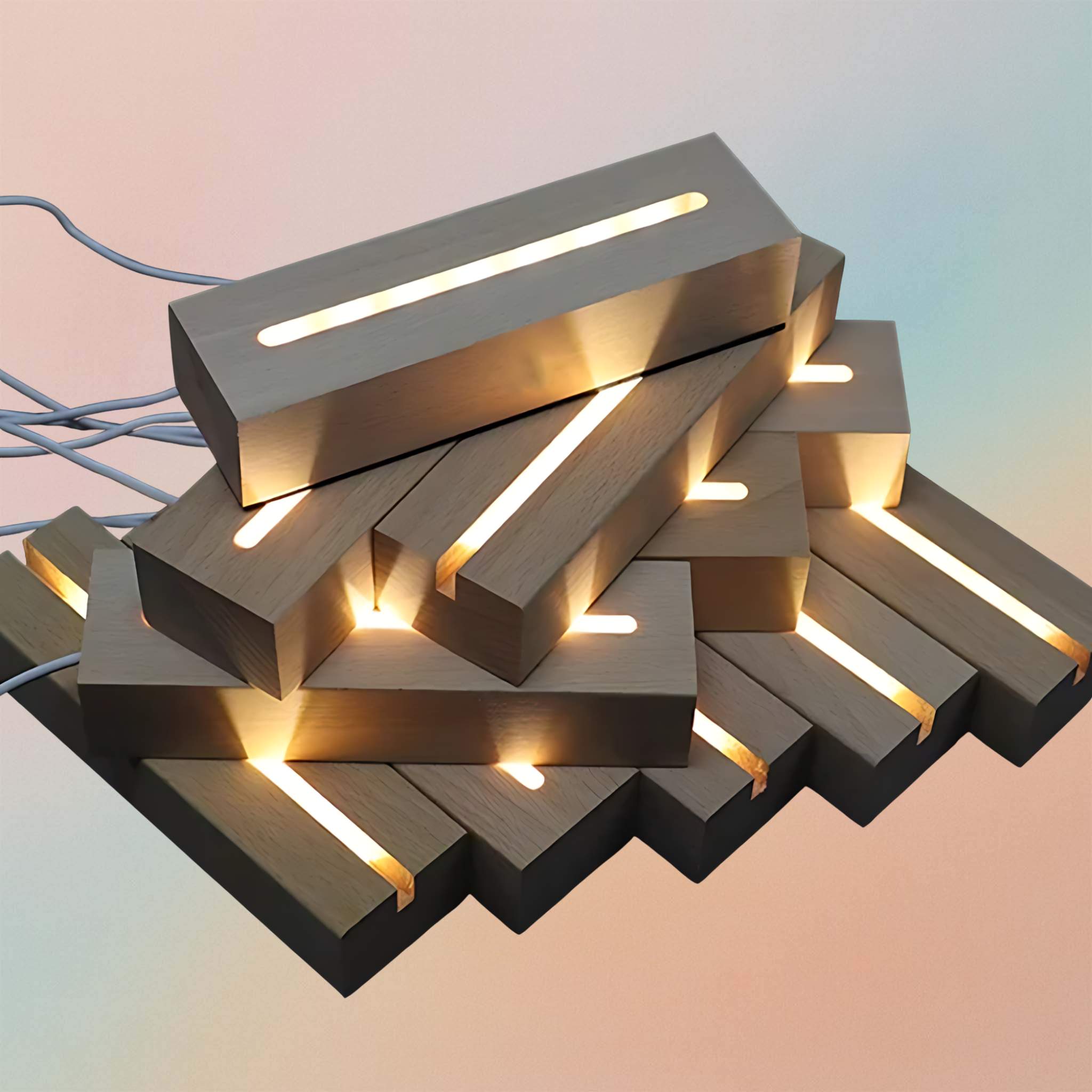 Wooden Rectangle Light Base