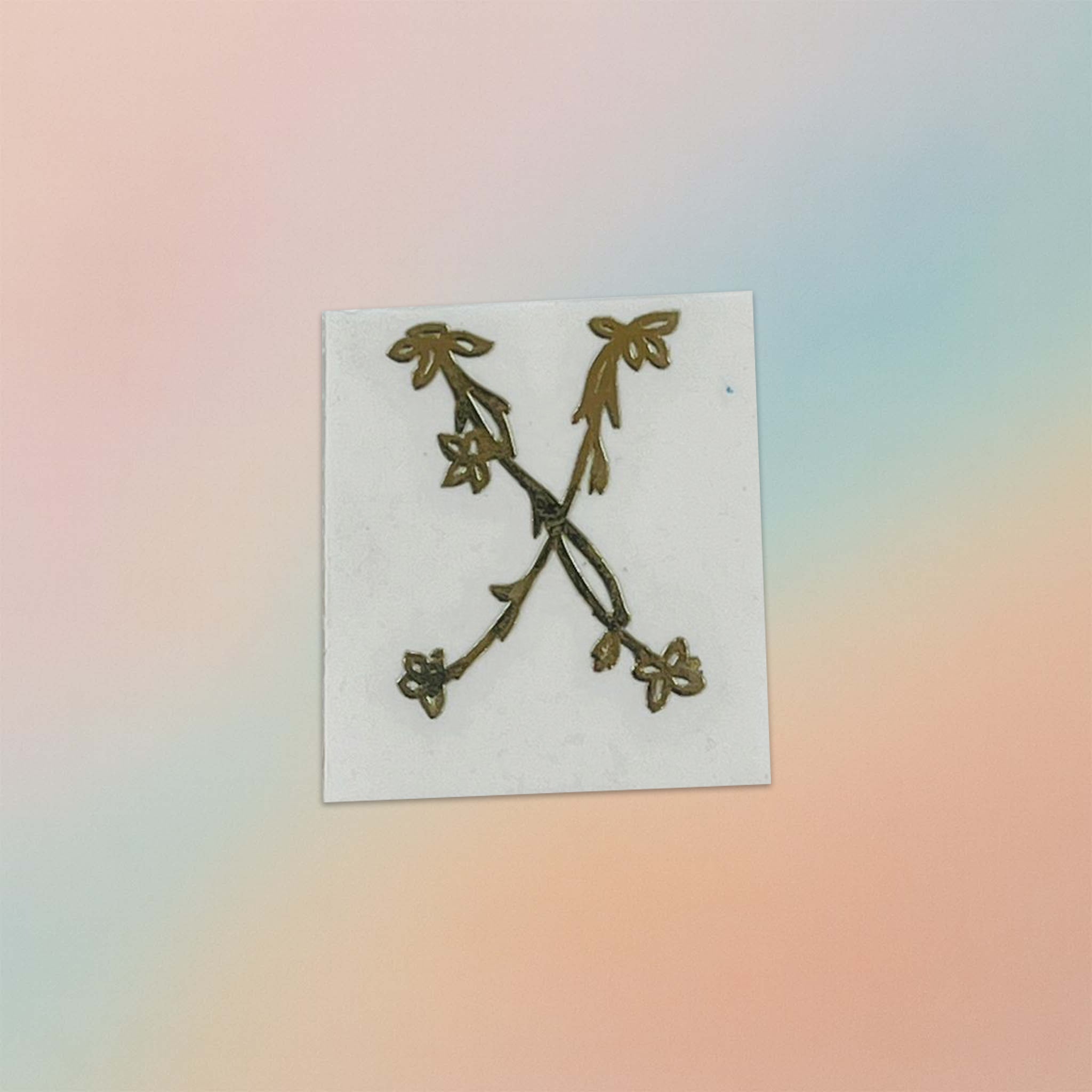 Alphabet Floral Stem Metal Sticker