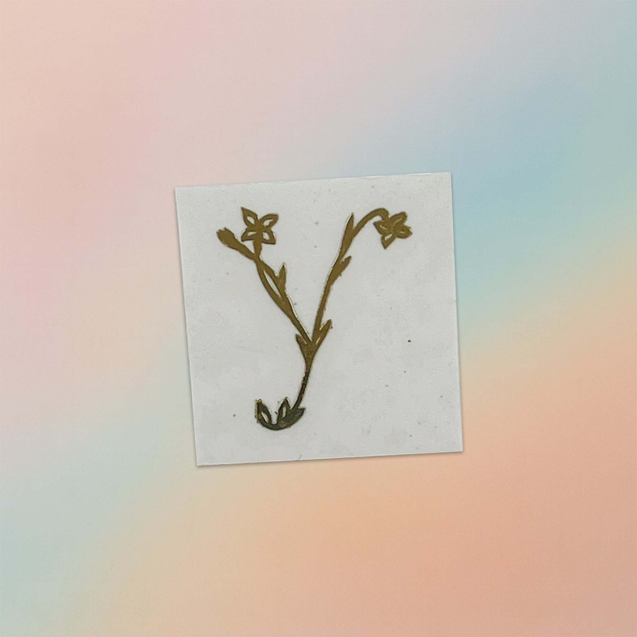 Alphabet Floral Stem Metal Sticker