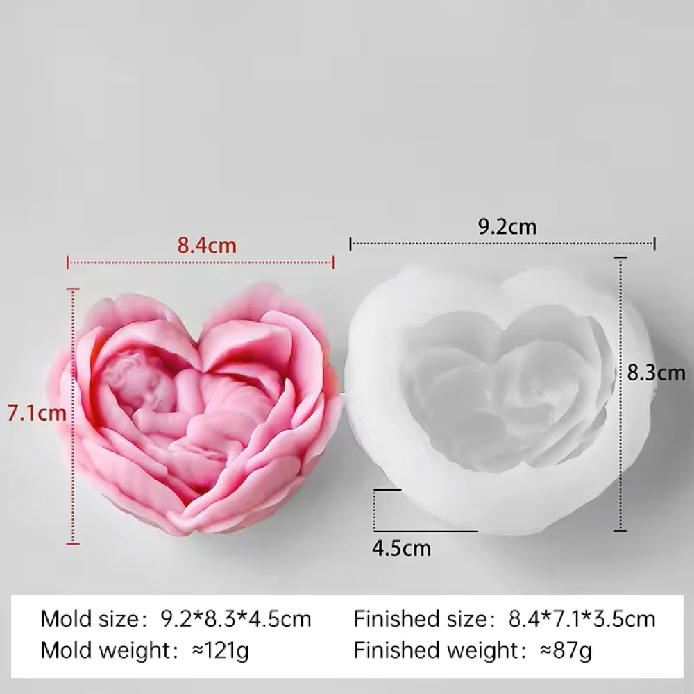 Baby In Flower Mould For Candle, Resin, Gypsum & Art Crafts Making Silicone Mold