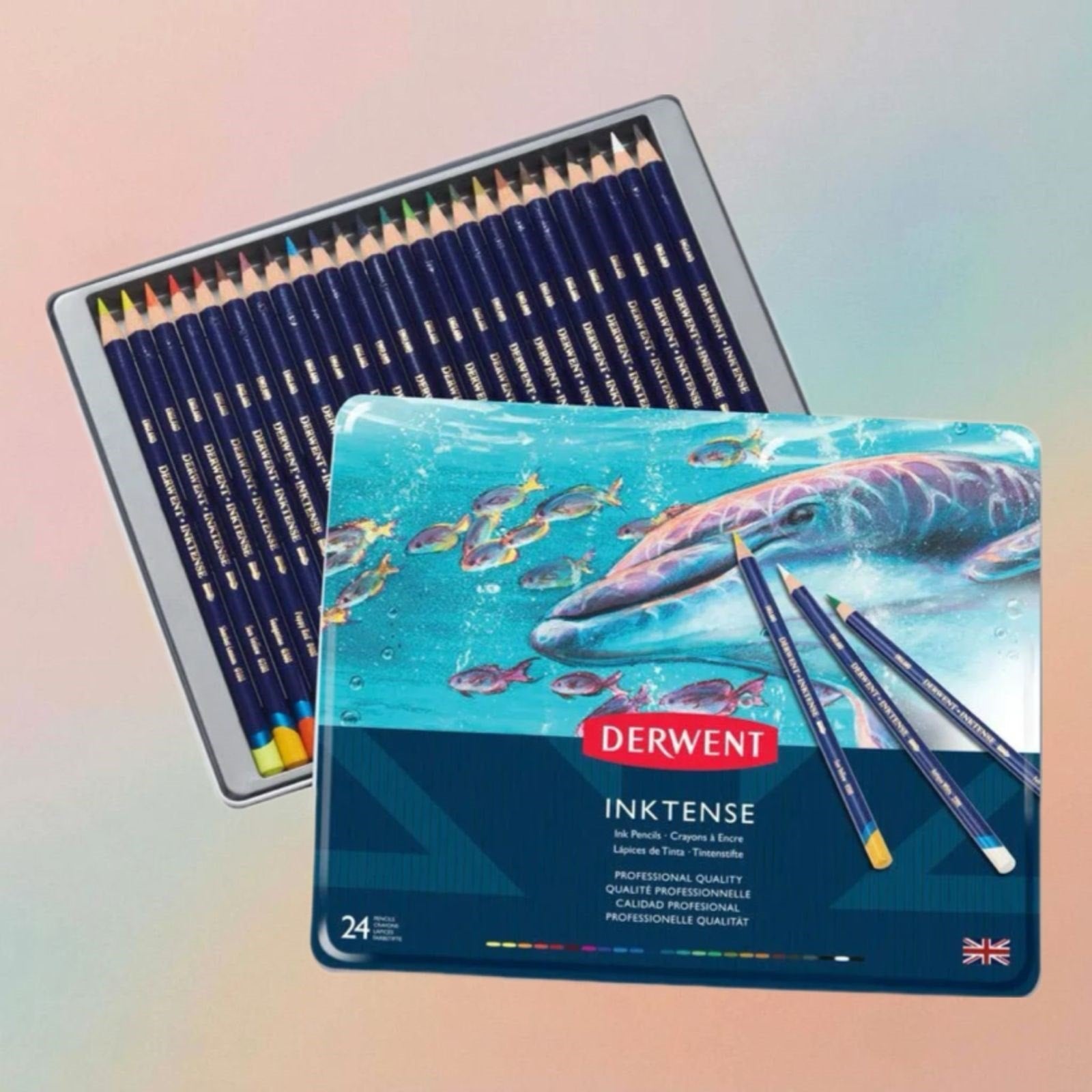 Derwent Inktense Color Pencils Tin 24 Pieces