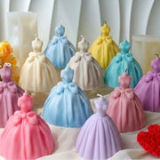 3D Dress Candle Moulds for Candle Making DIY Wedding Dress Shape Soap Candle Fondant Baking Mould for Wedding Party Decorations