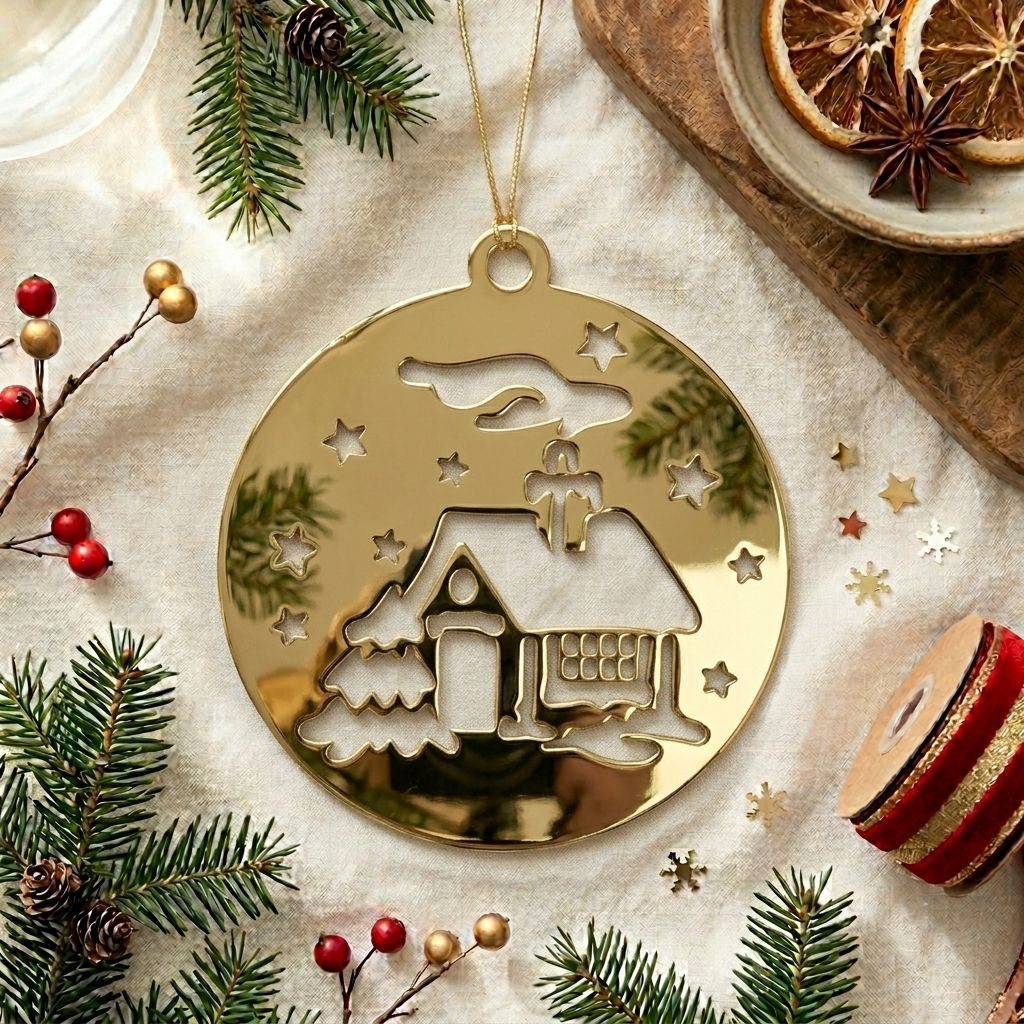 Christmas House Gold Acrylic Cut For Resin Art & DIY Crafts