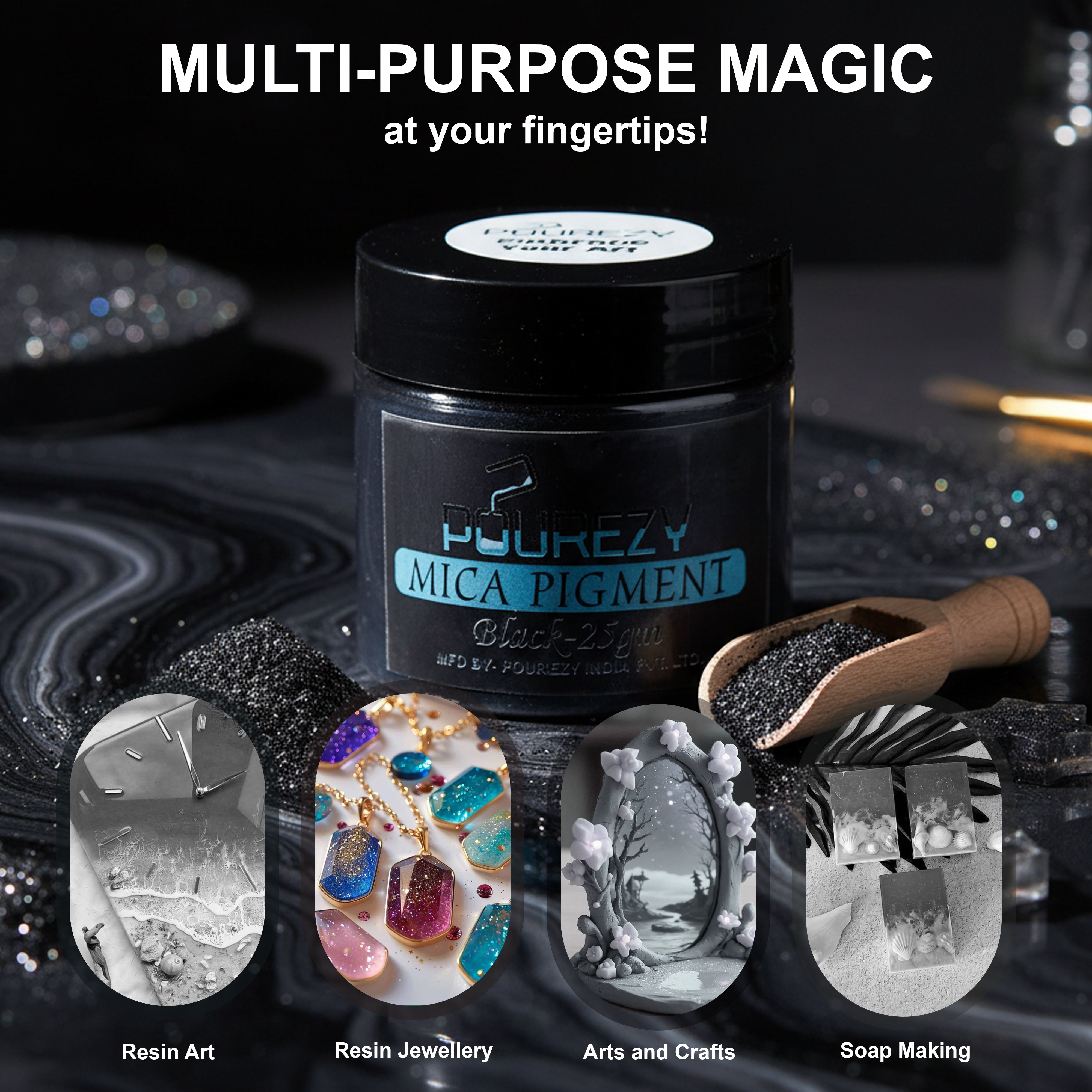 Pourezy Mica Pigment 25gm - Black