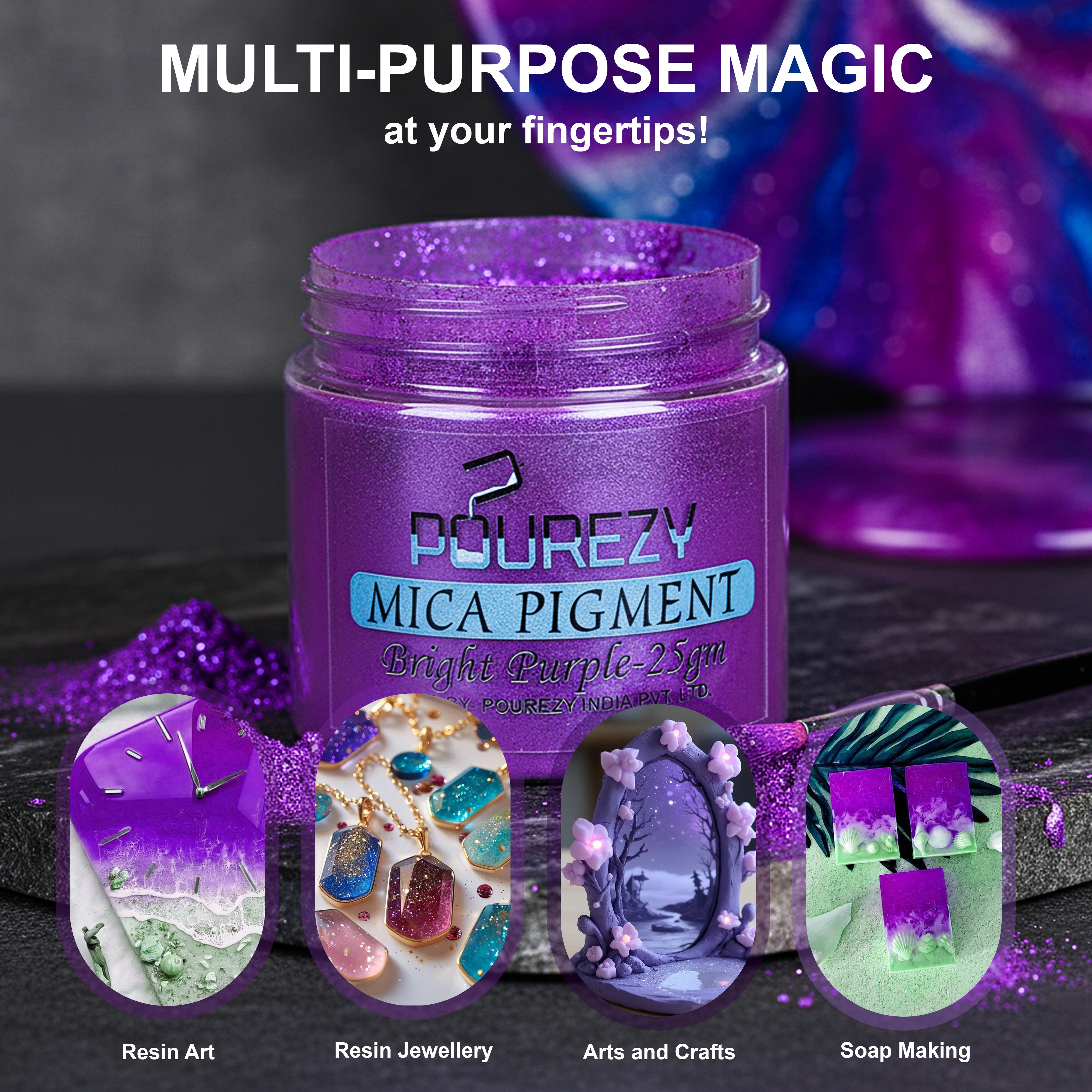 Pourezy Mica Pigment 25gm – Bright Purple