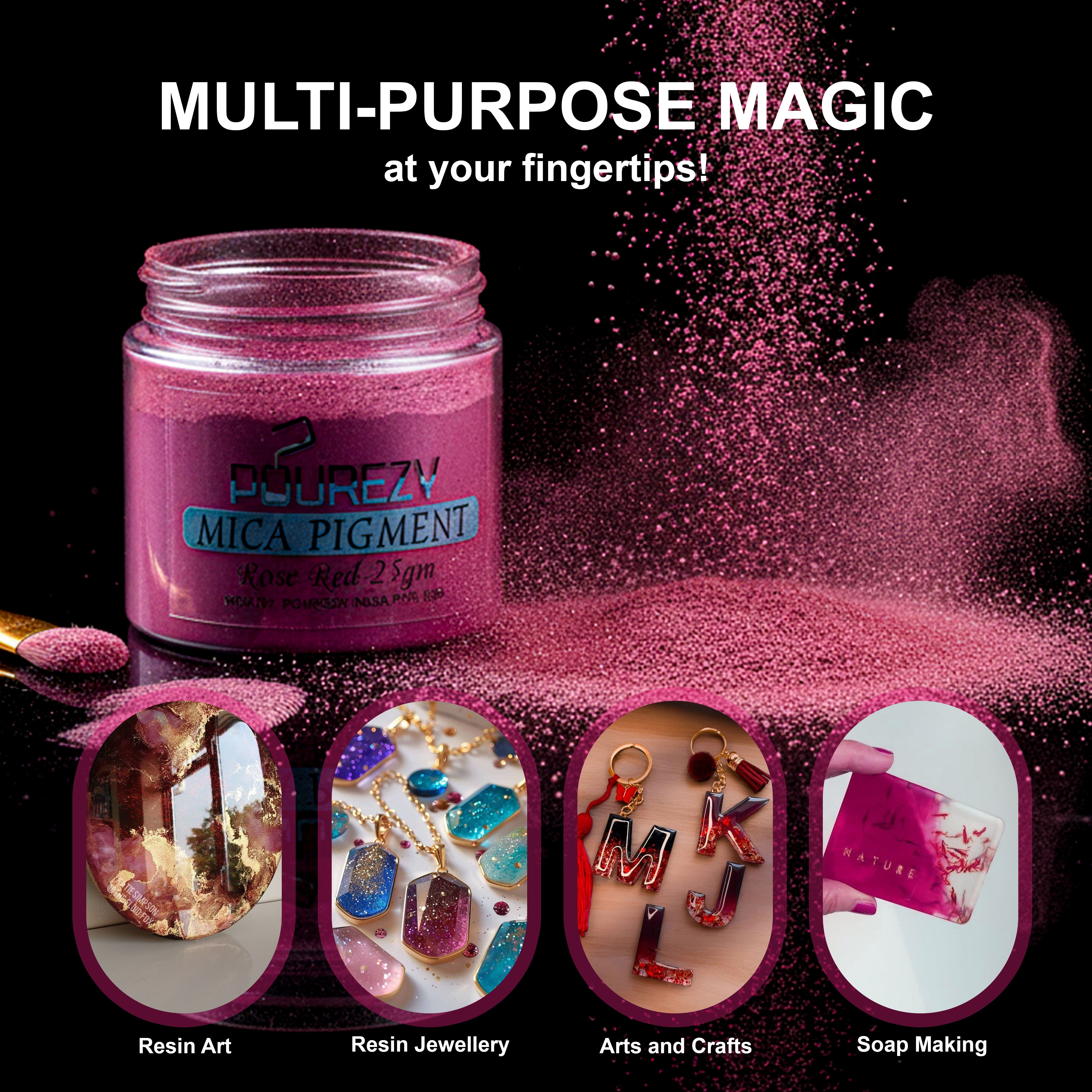 Pourezy Mica Pigment 25gm - Rose Red