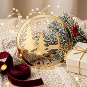⁠Pine Tree With Reindeer Acrylic Cutout For Resin Art & DIY Crafts - Gold/Silver/Black