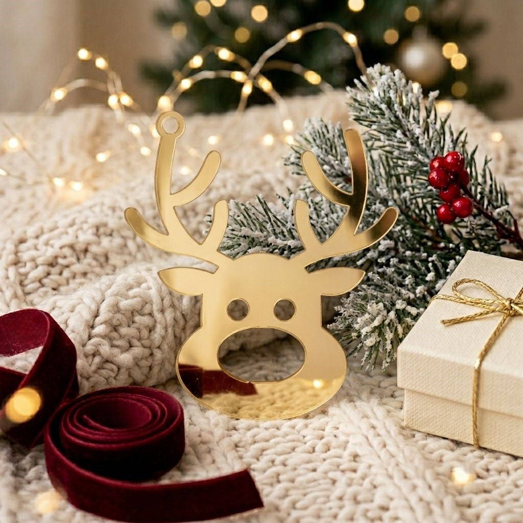 Reindeer's Head Gold Acrylic Cut For Resin Art & DIY Crafts