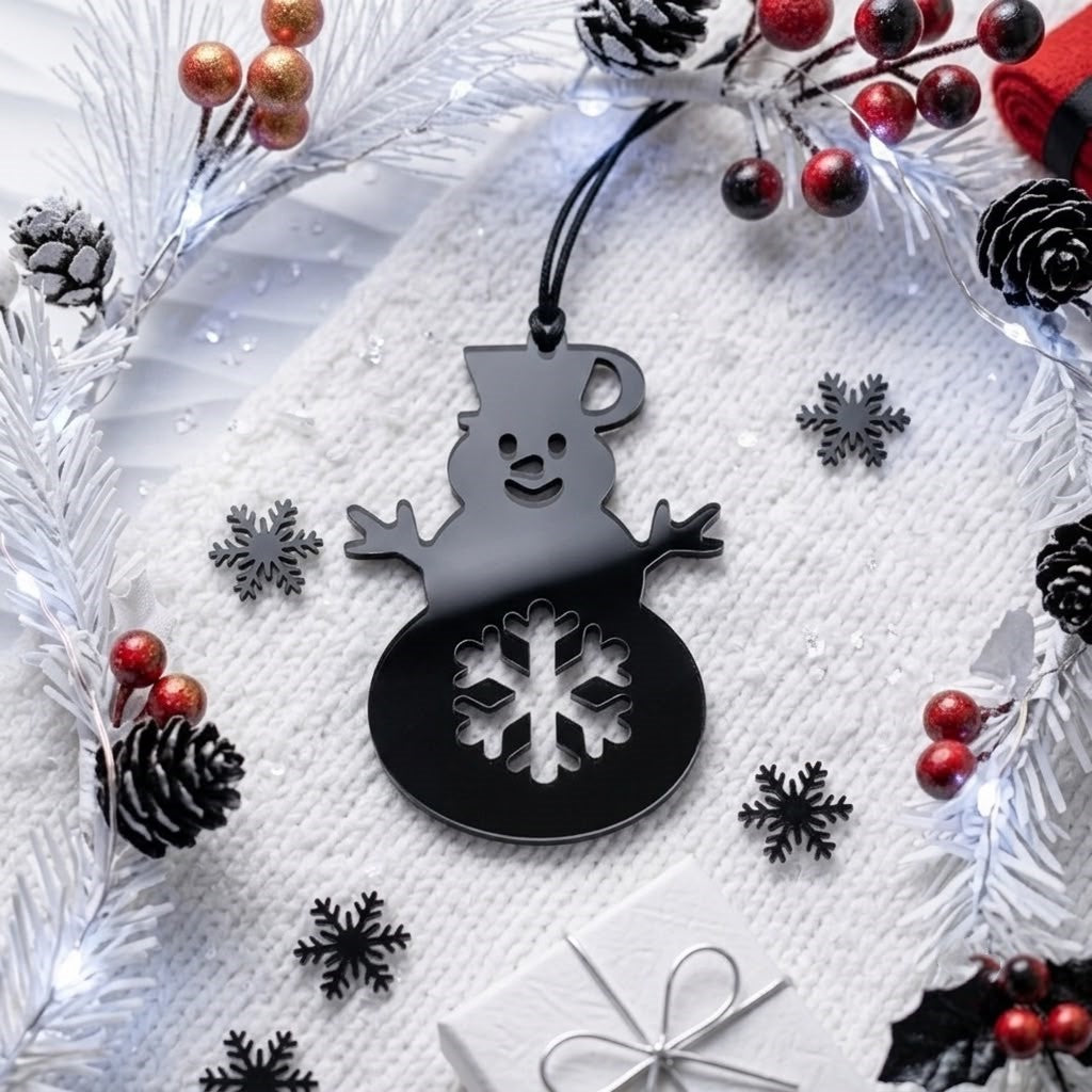 ⁠Snowman With Flakes Acrylic Cutout For Resin Art & DIY Crafts - Gold/Silver/Black
