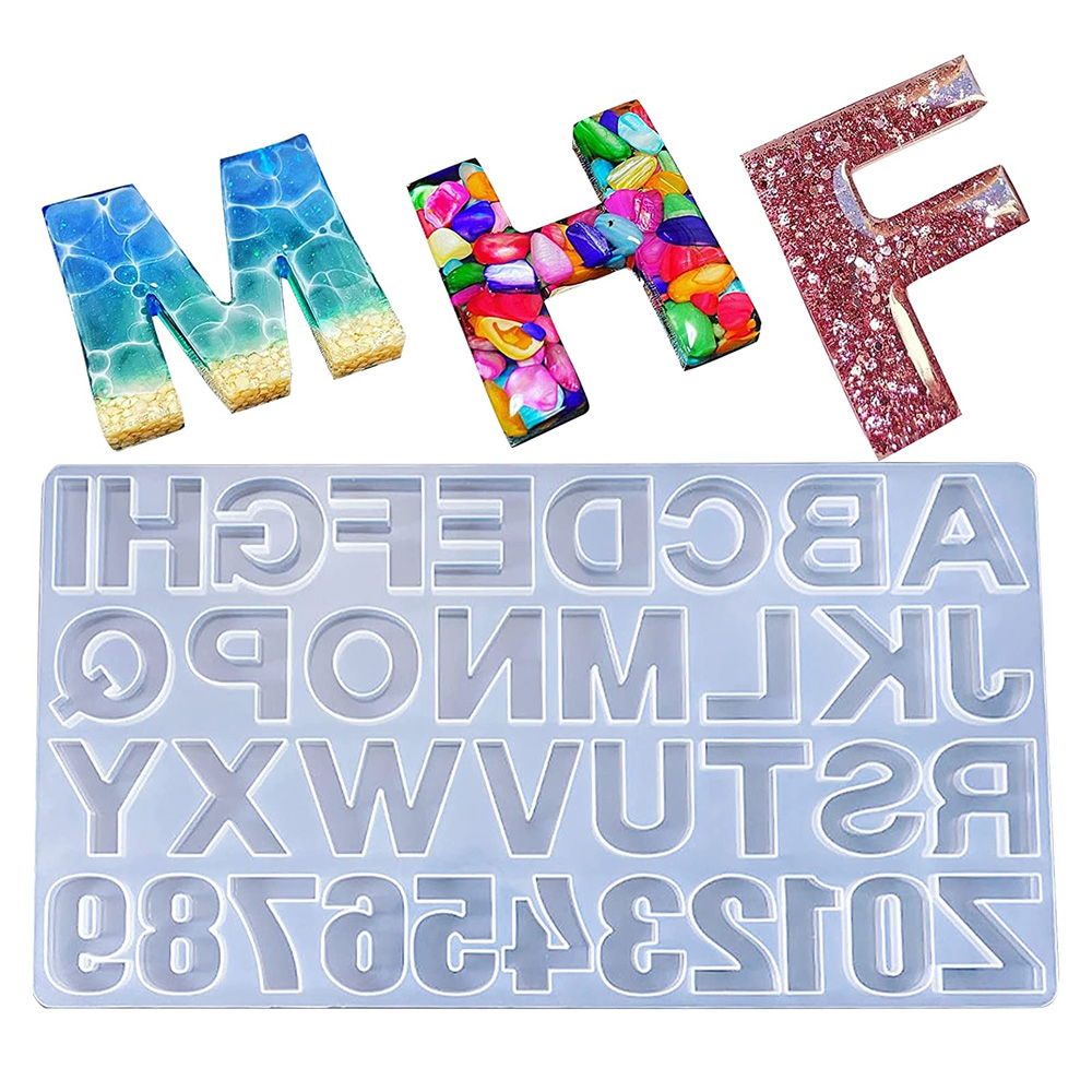 Letter A To Z Mold Alphabet & Number Silicone Molds Epoxy Resin