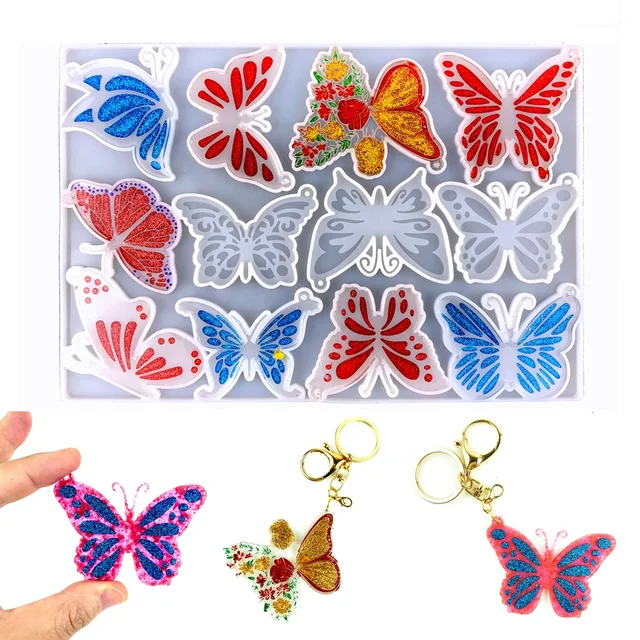 400 Pieces 12 Styles Butterfly Resin Fillers Accessories Alloy Epoxy Resin  Supplies Butterfly Shape Resin Accessories DIY Resin Filling Charms for