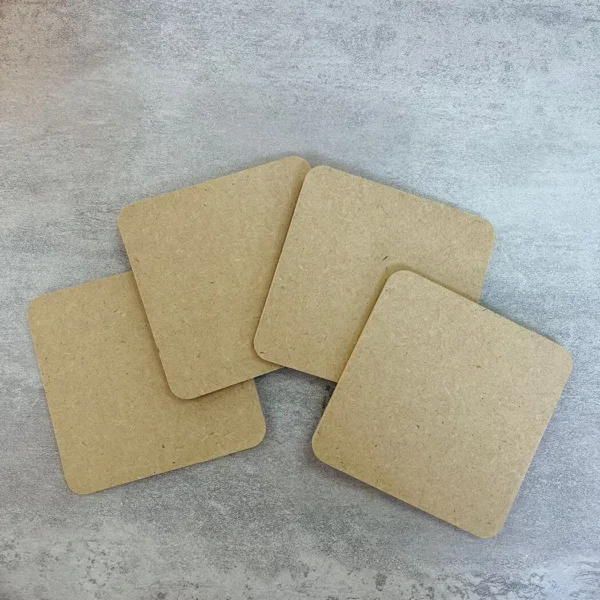 High Quality MDF Boards. Set of 4 coasters Size: 12 cm approx Thickness: 6mm