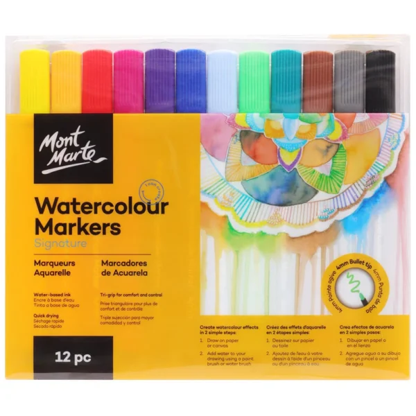 MM Watercolour Markers Tri Grip Signature 12pc