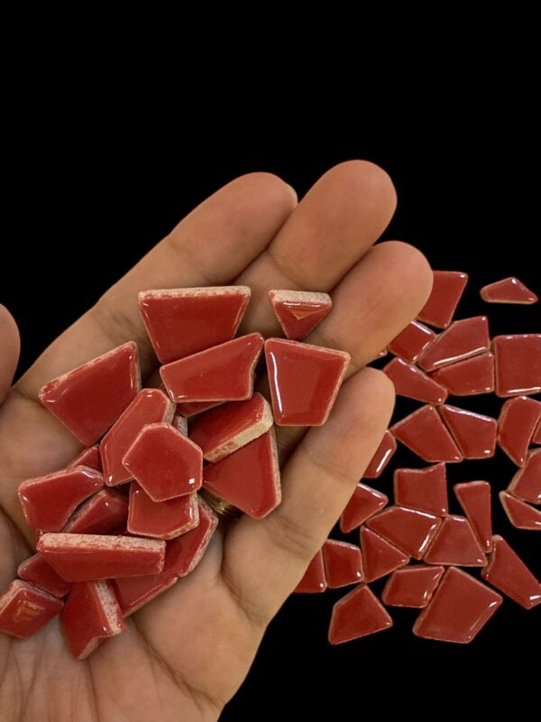 Ceramic Irregular Shape Glossy-RedMosaic Tiles for DIY Crafts - Image 3