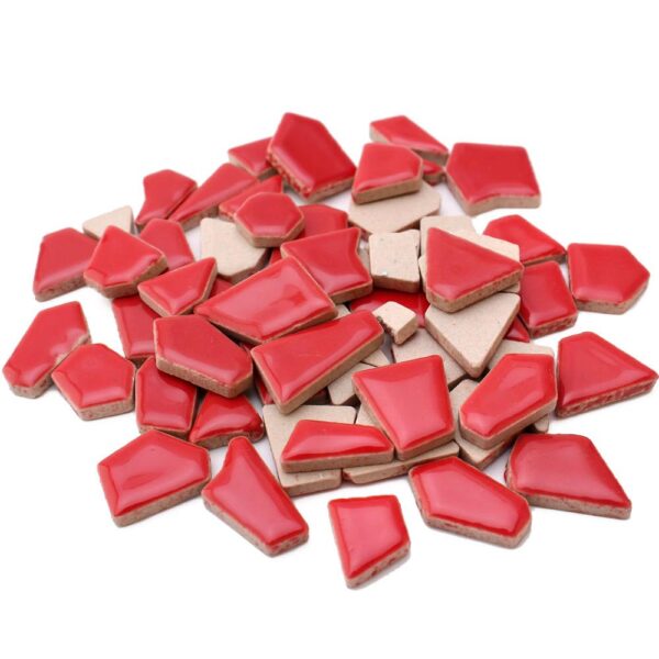 Ceramic Irregular Shape Glossy-RedMosaic Tiles for DIY Crafts - Image 2